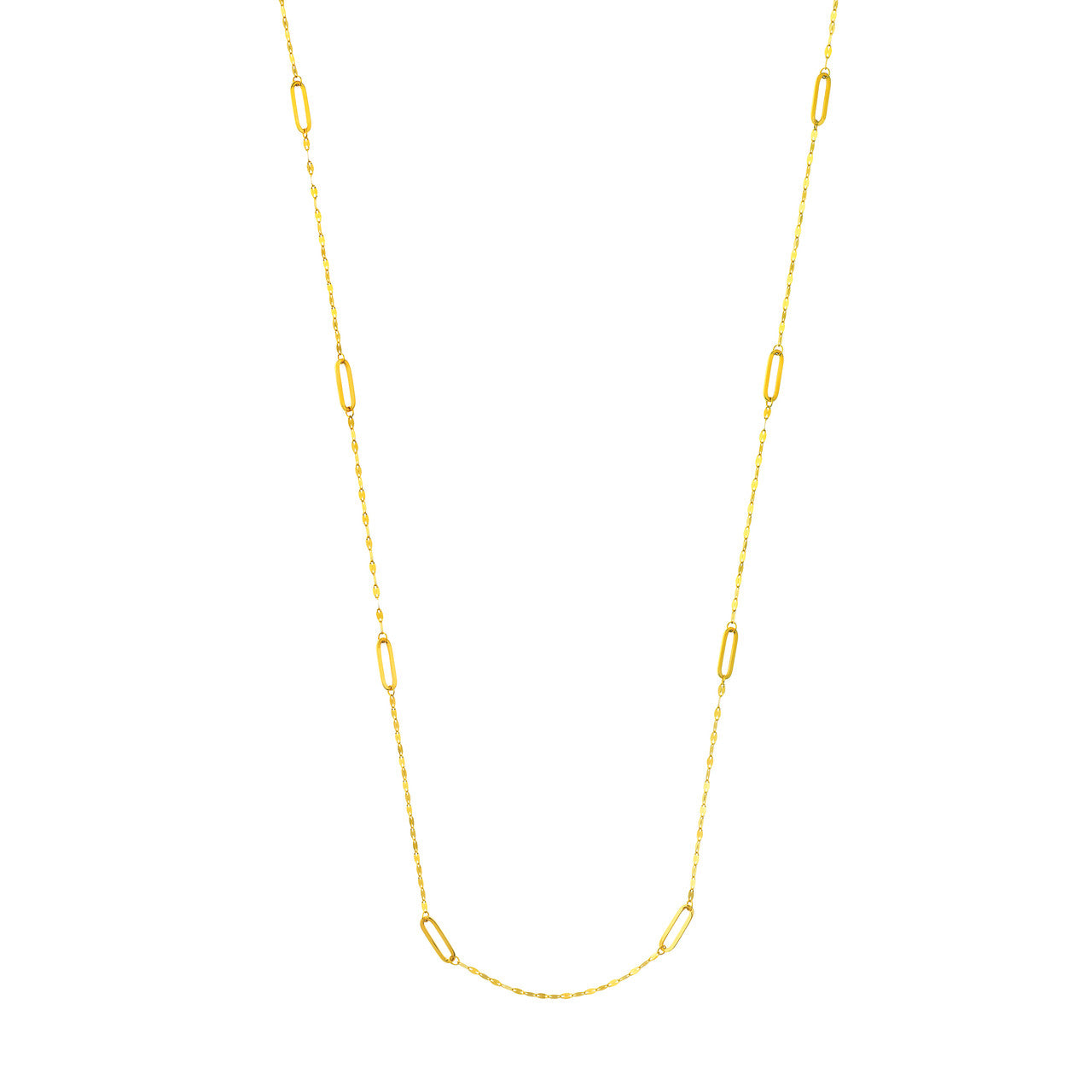 Long Paper Clip Station Link Necklace
