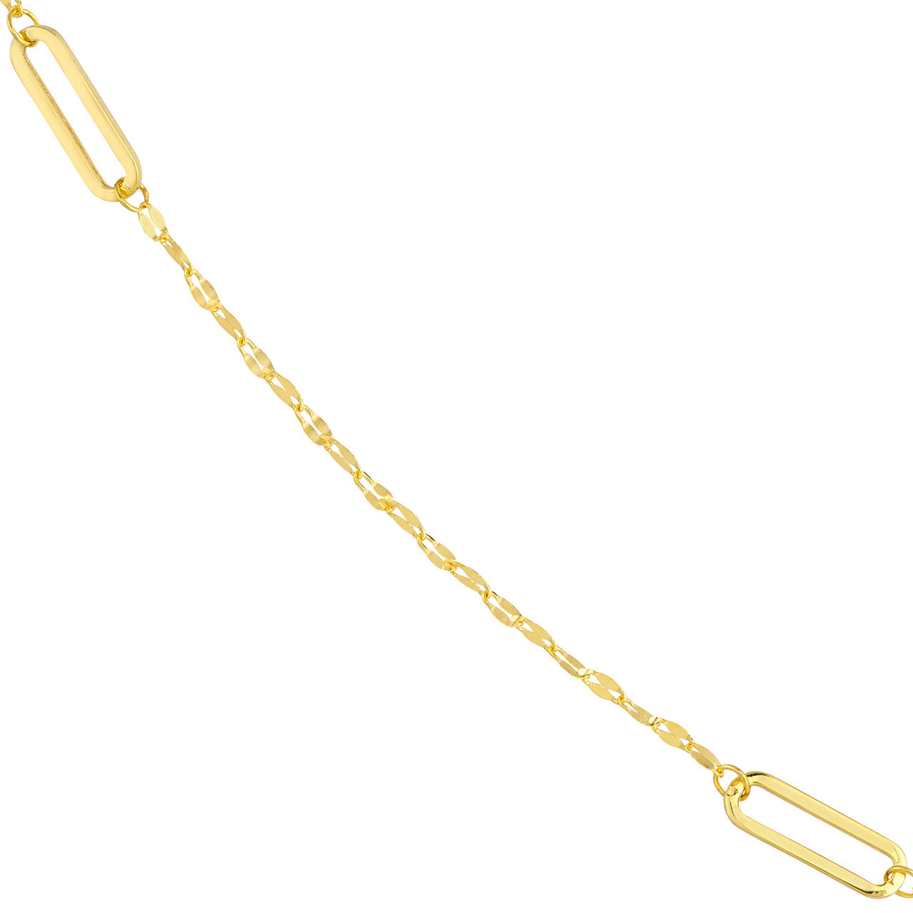Long Paper Clip Station Link Necklace