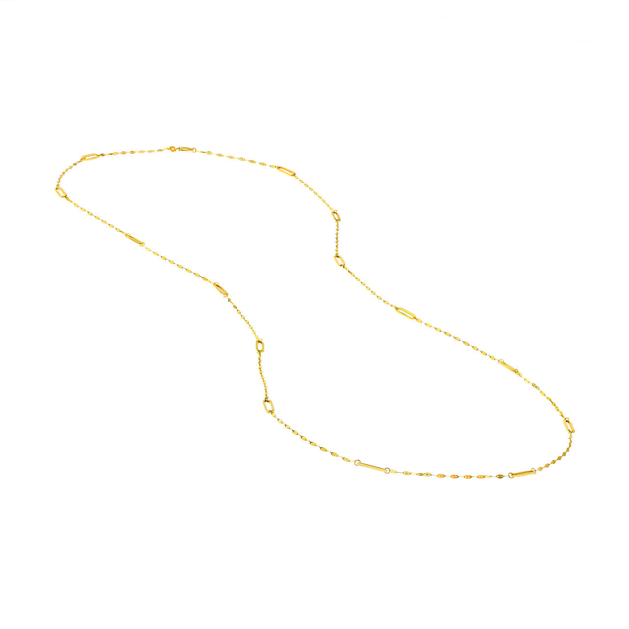 Long Paper Clip Station Link Necklace