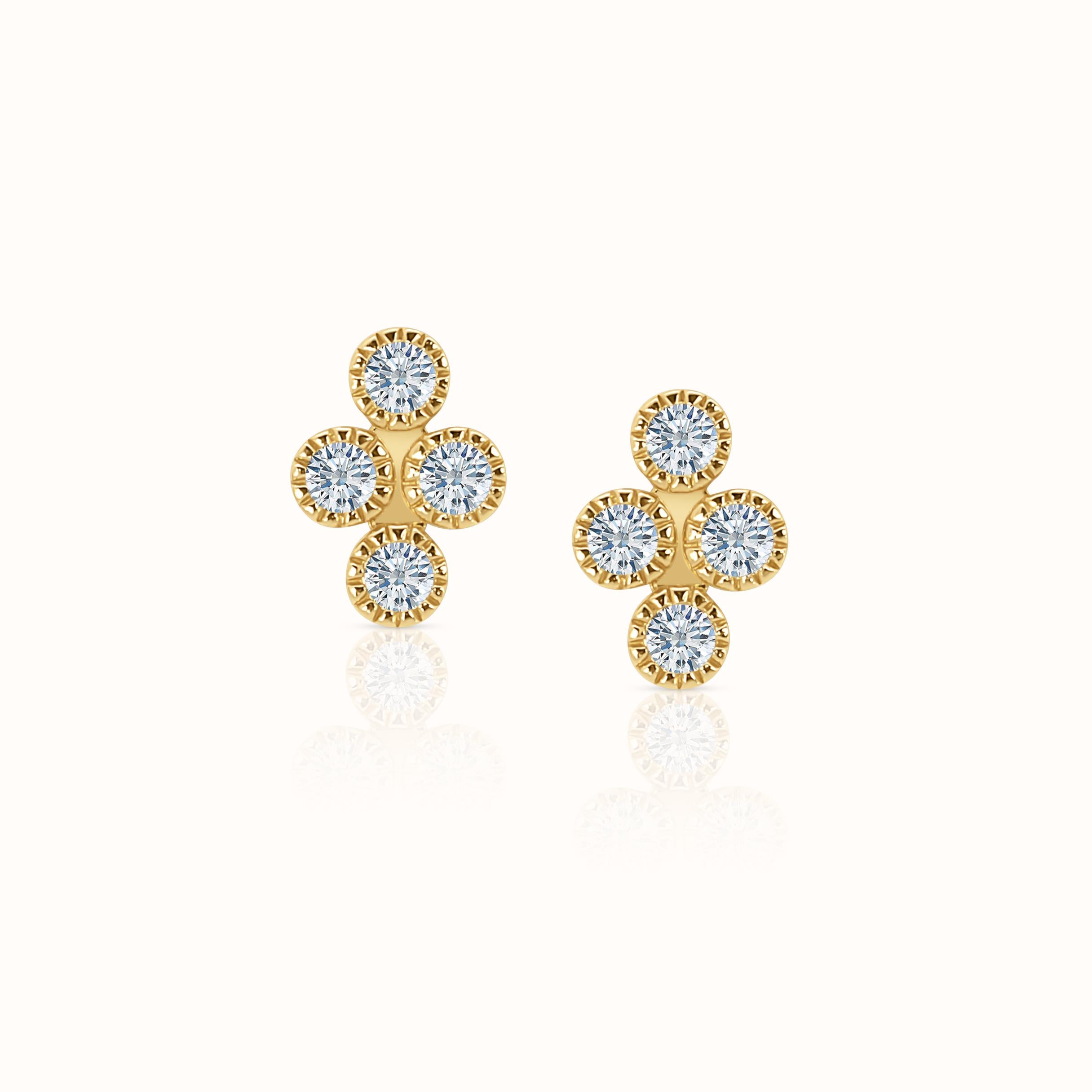 Milgrain Four Round Diamond Studs