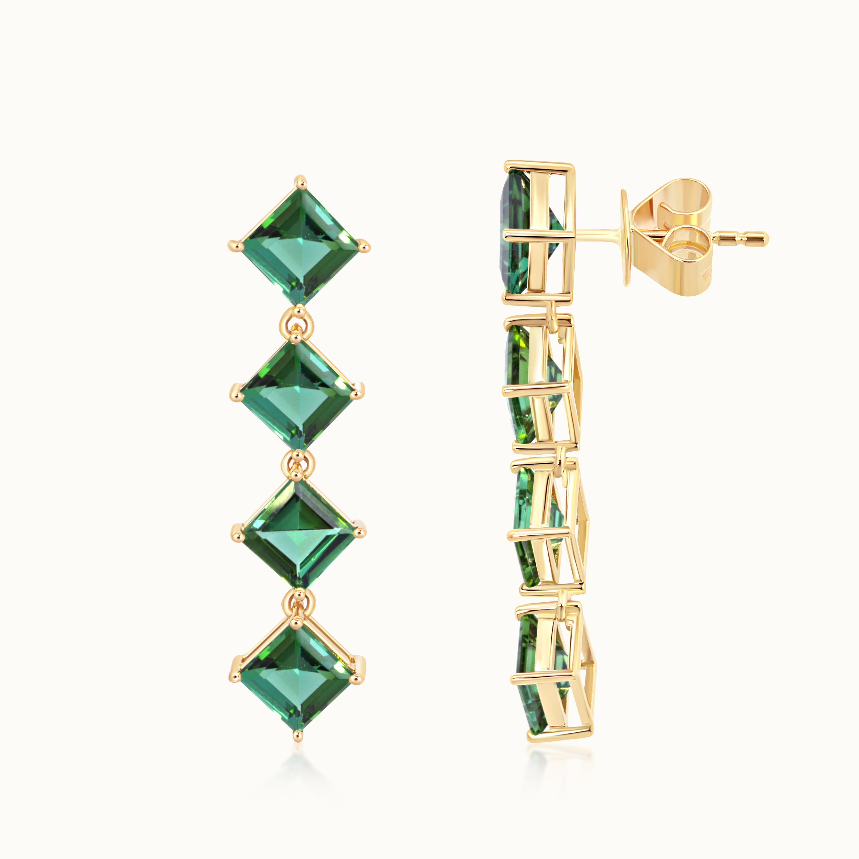 Green Tourmaline Drop Earrings