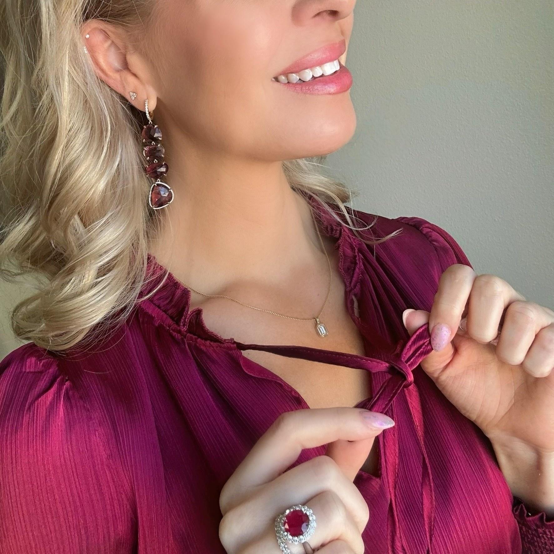 Pink Tourmaline & Diamond Dangle Earrings