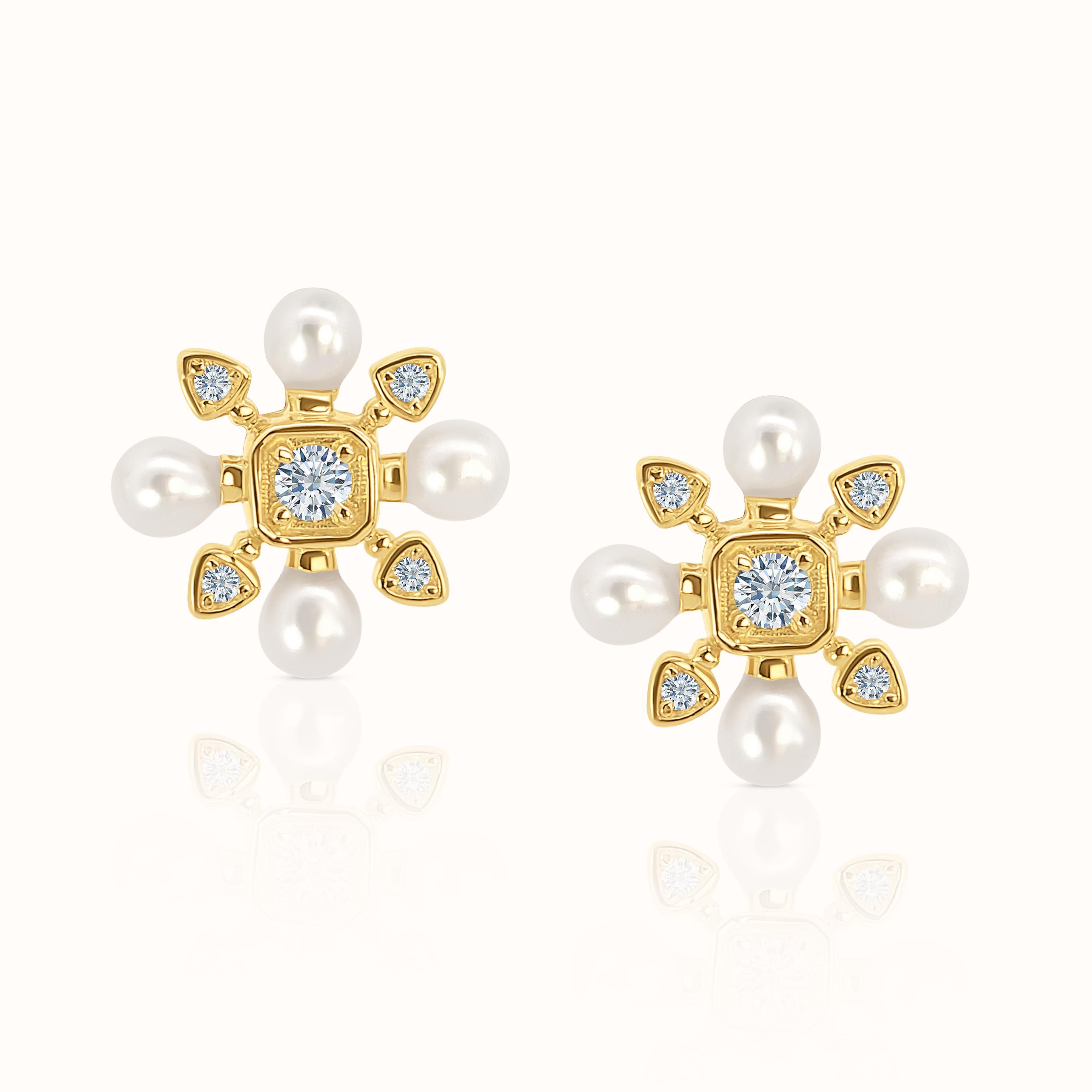 Pearl & Diamond Cluster Studs