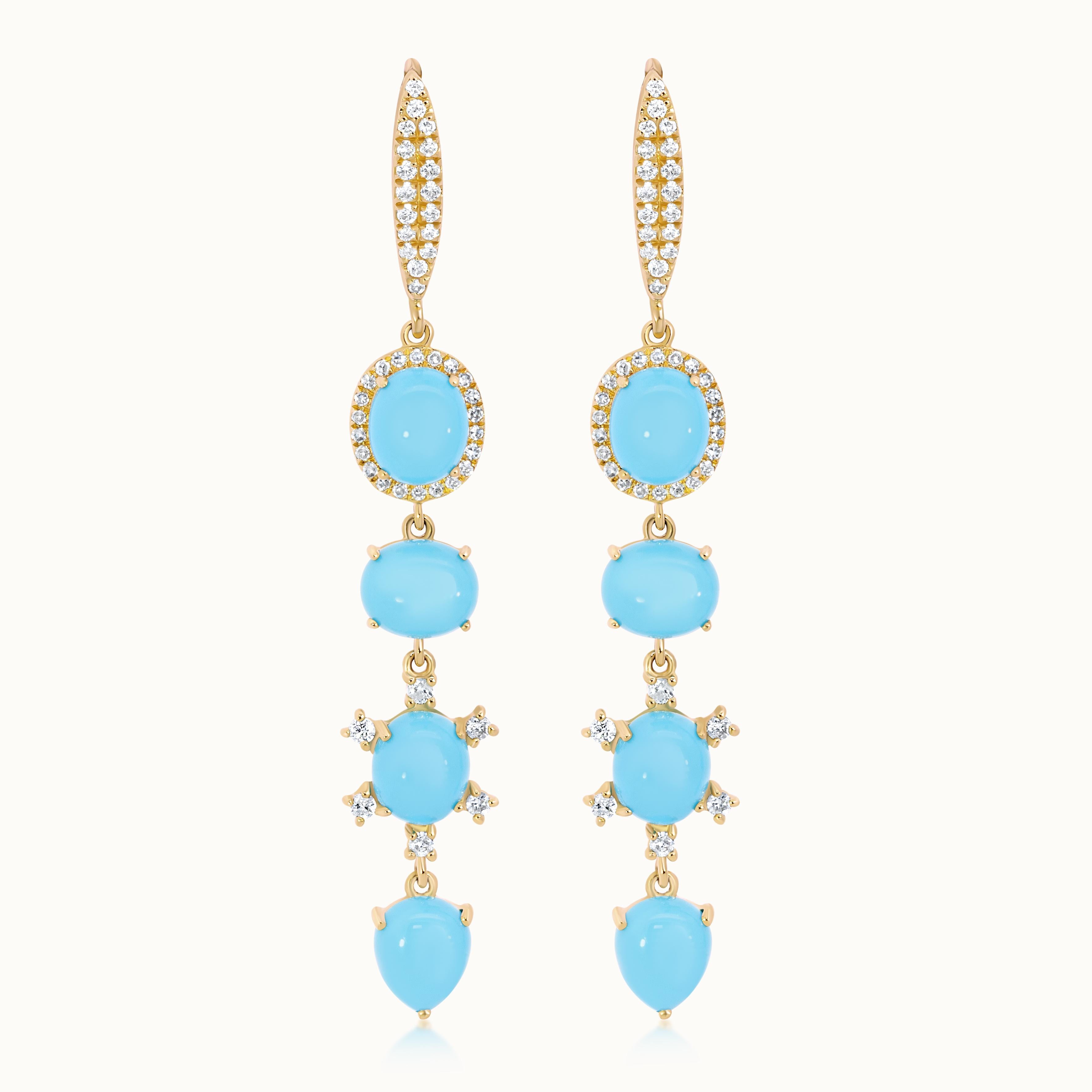 Turquoise & Diamond Dangle Earrings