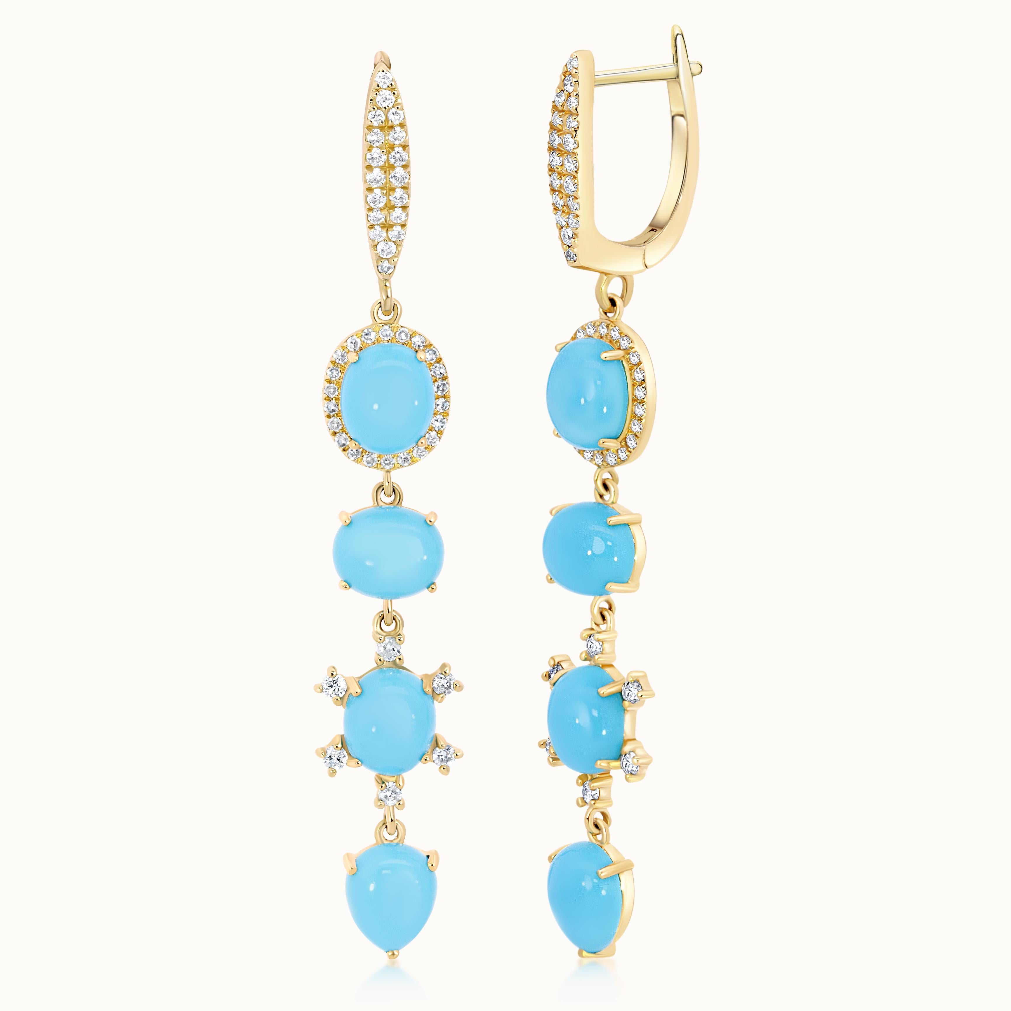 Turquoise & Diamond Dangle Earrings