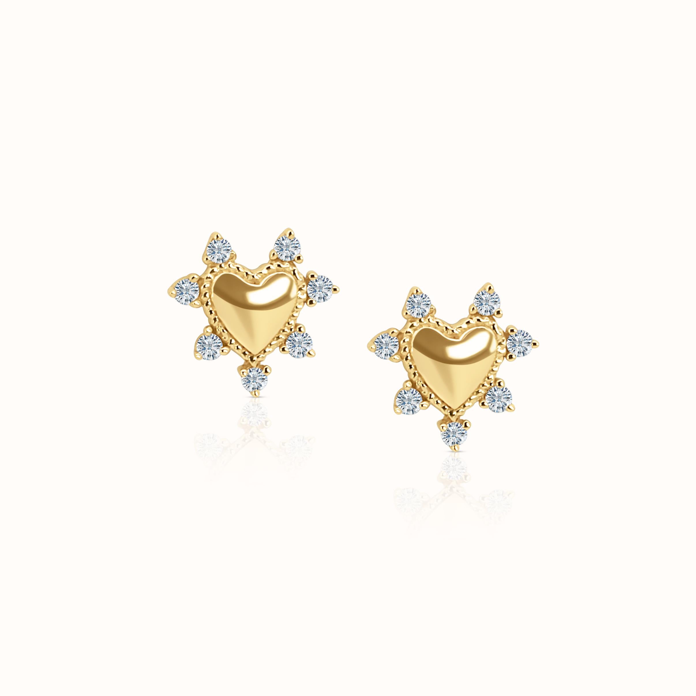Heart Diamond Studs
