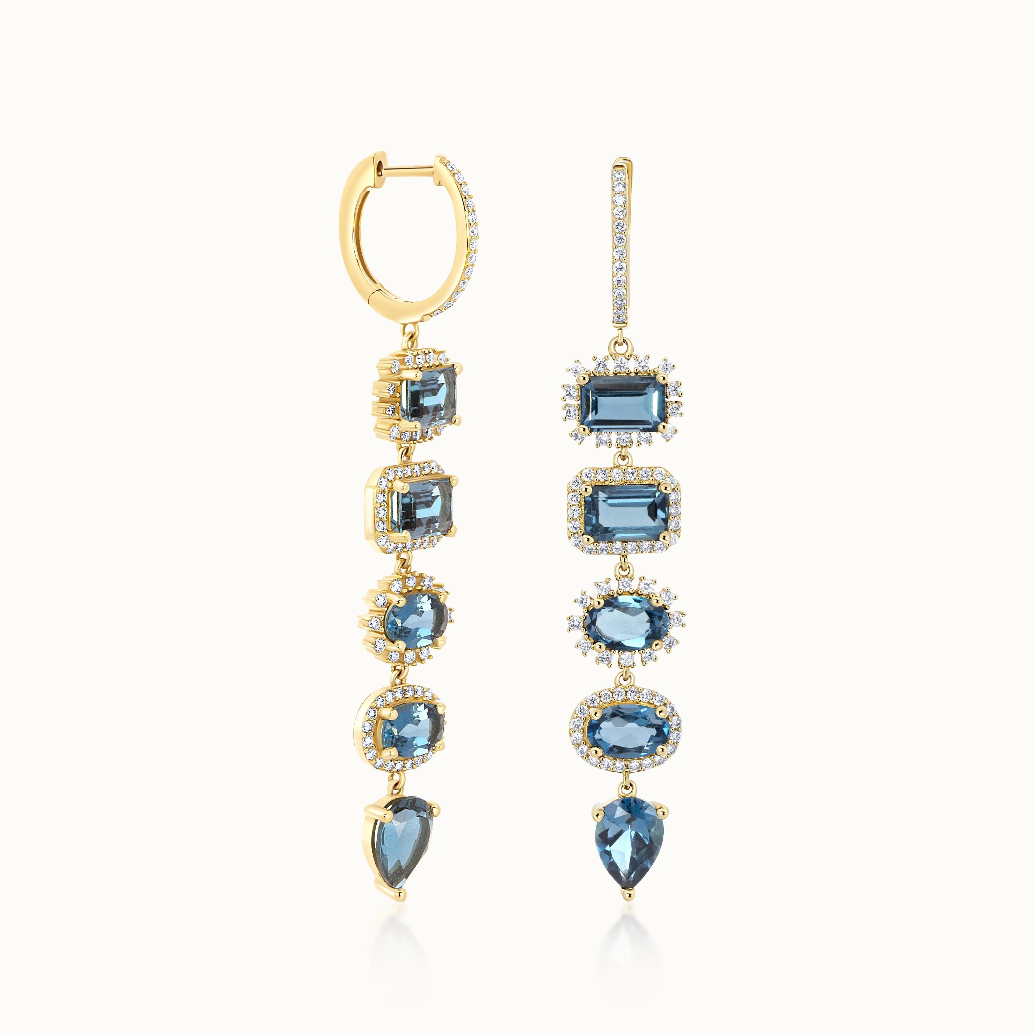 One of a Kind London Blue Topaz & Diamond Dangle Earrings