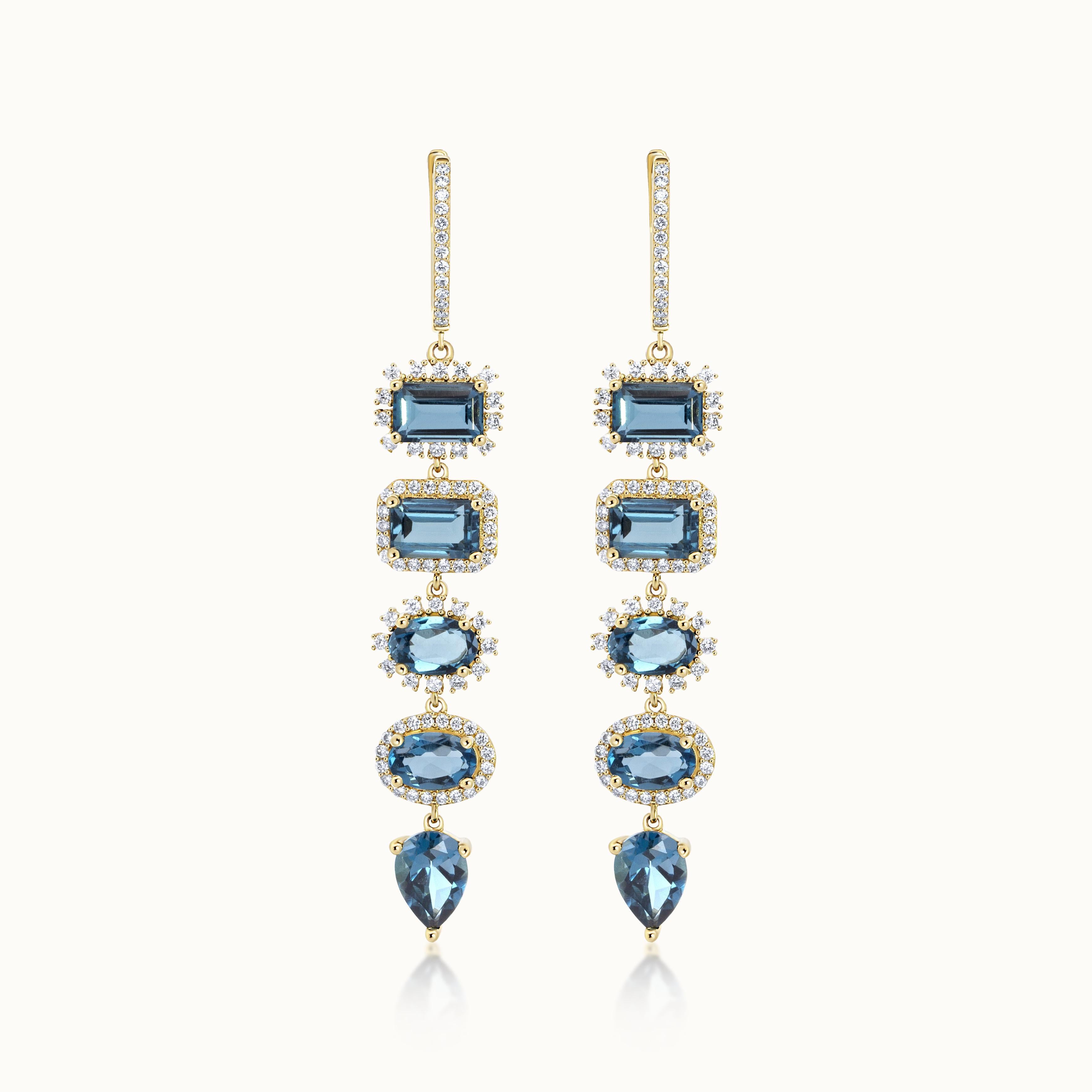 One of a Kind London Blue Topaz & Diamond Dangle Earrings