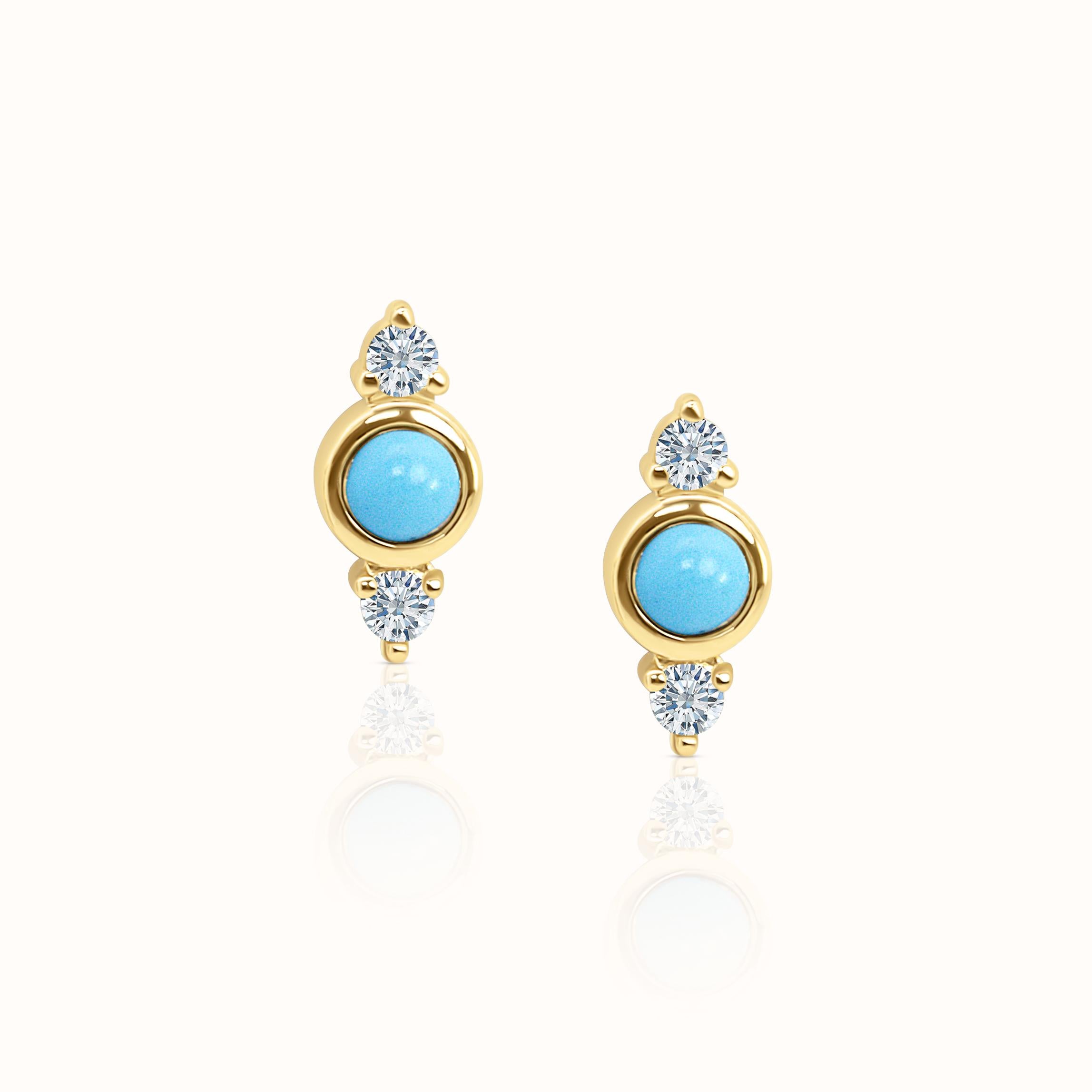 Turquoise & Diamond Studs