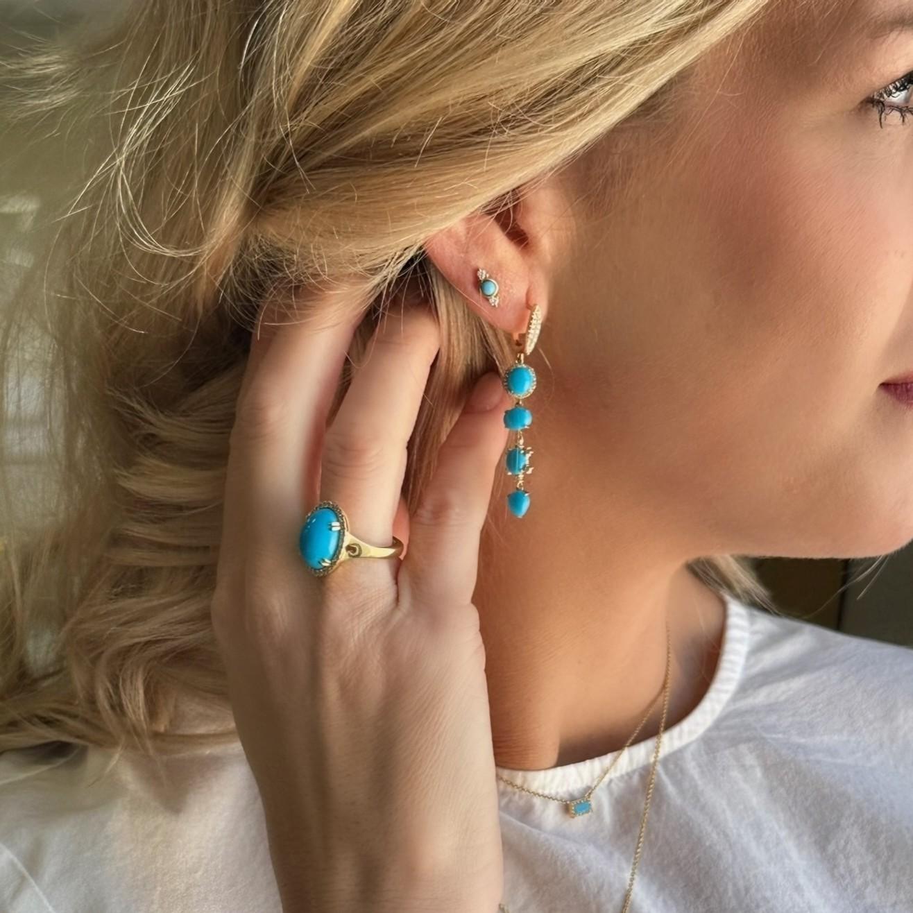 Turquoise & Diamond Studs