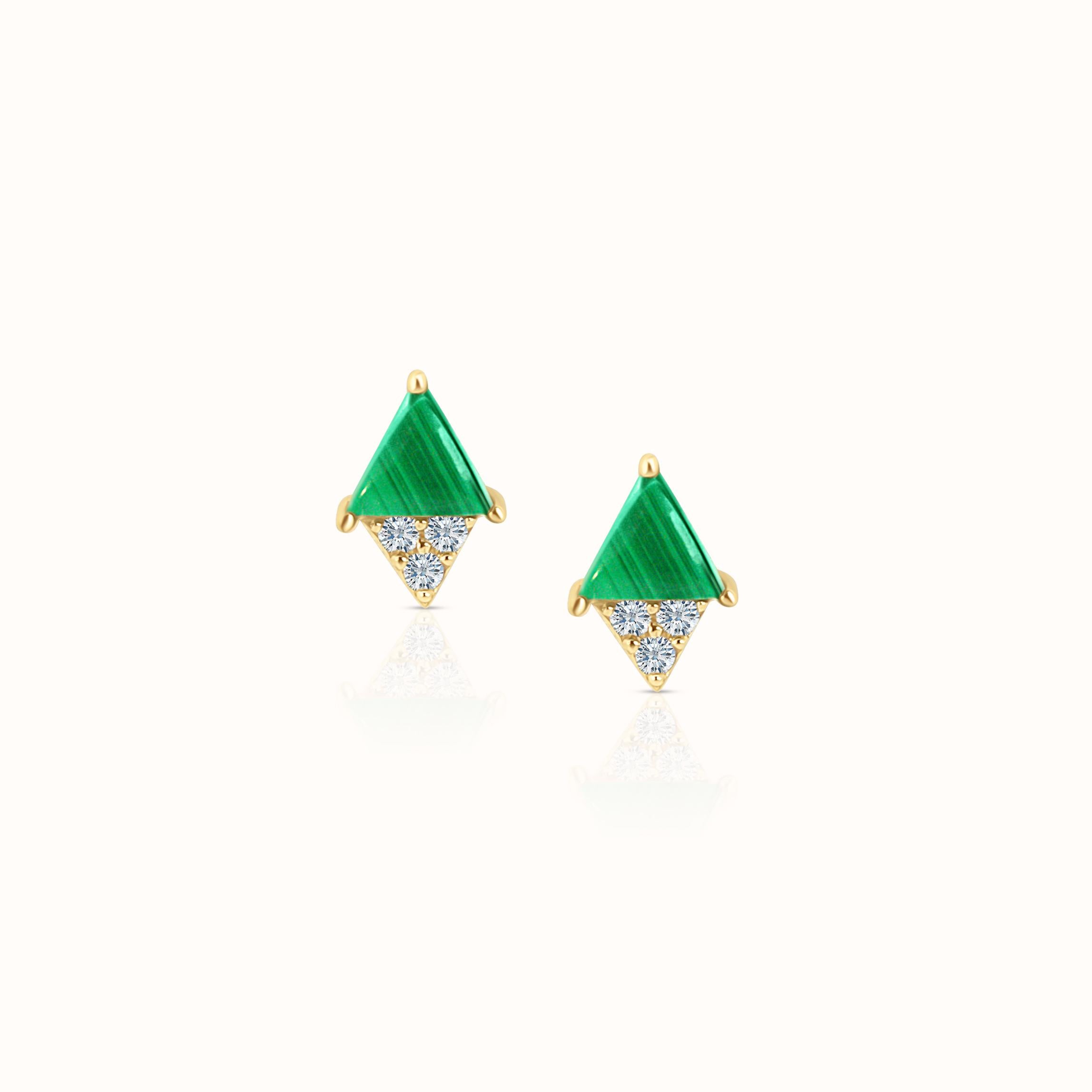 Malachite & Diamond Studs
