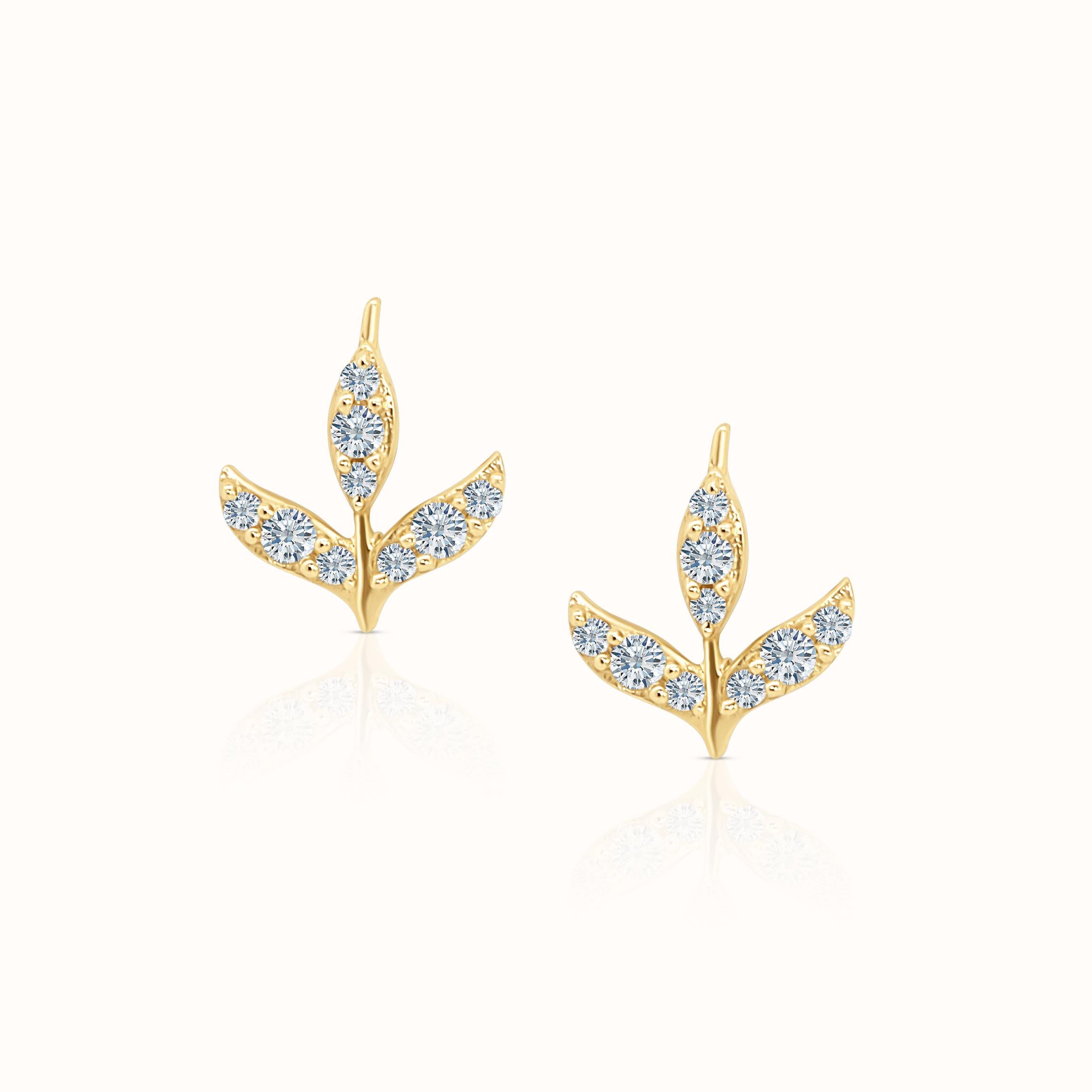 Leaf Diamond Studs