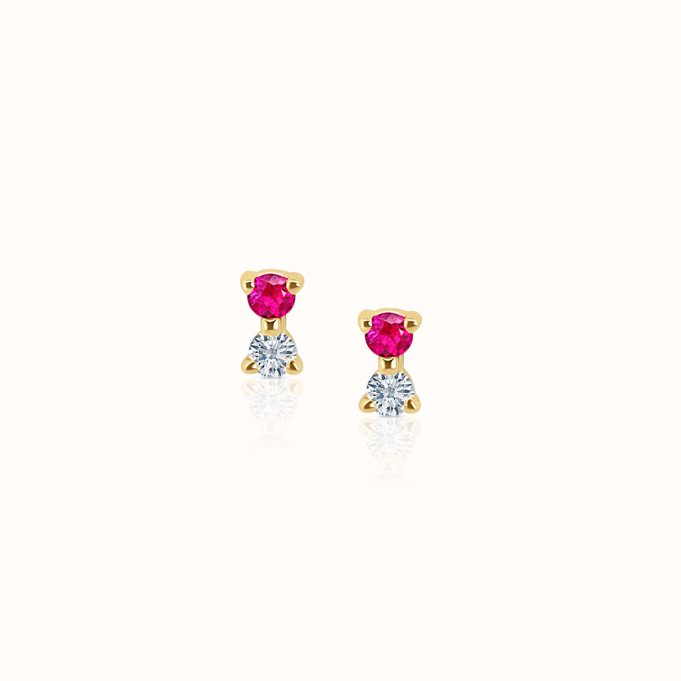 Ruby & Diamond Studs
