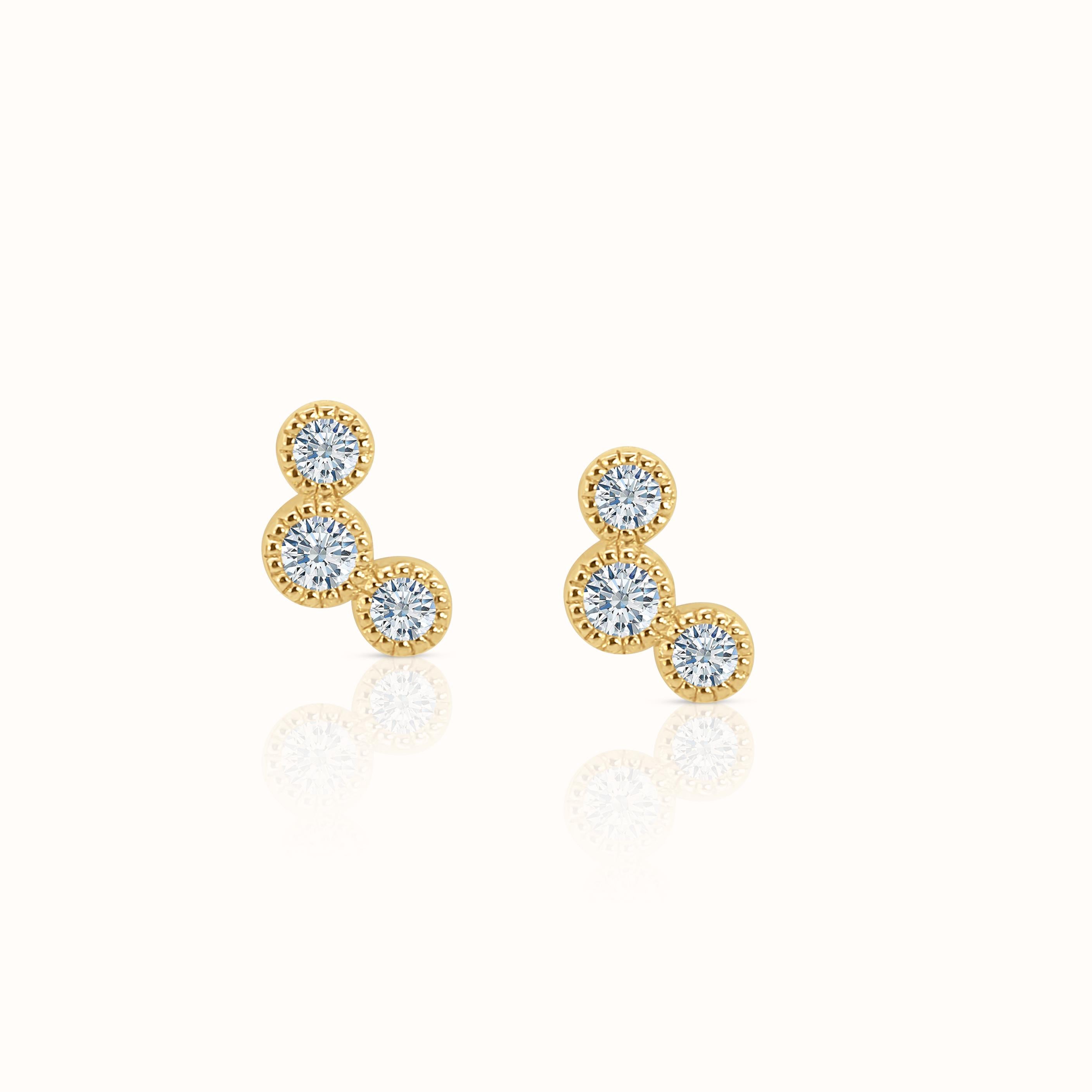 Milgrain Bezel Set Diamond Studs
