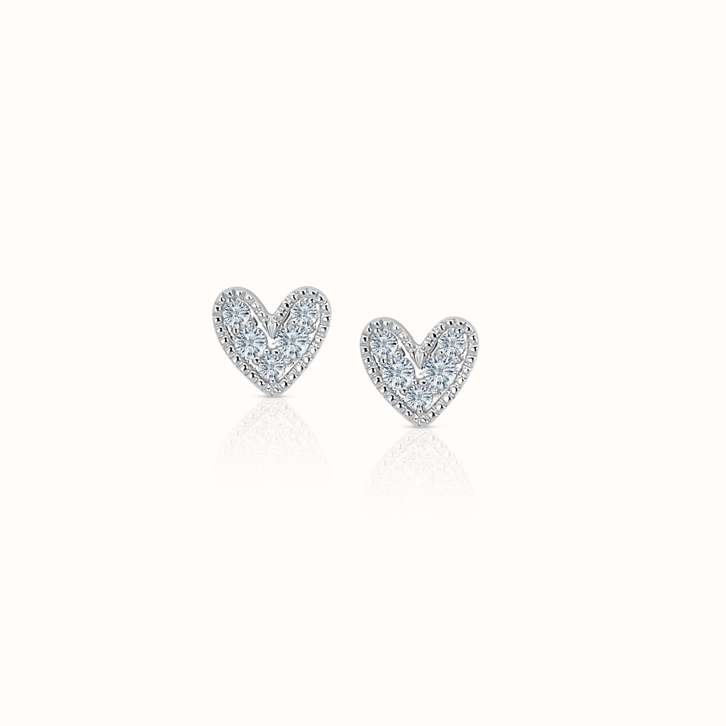Heart Pave Flat Back Studs