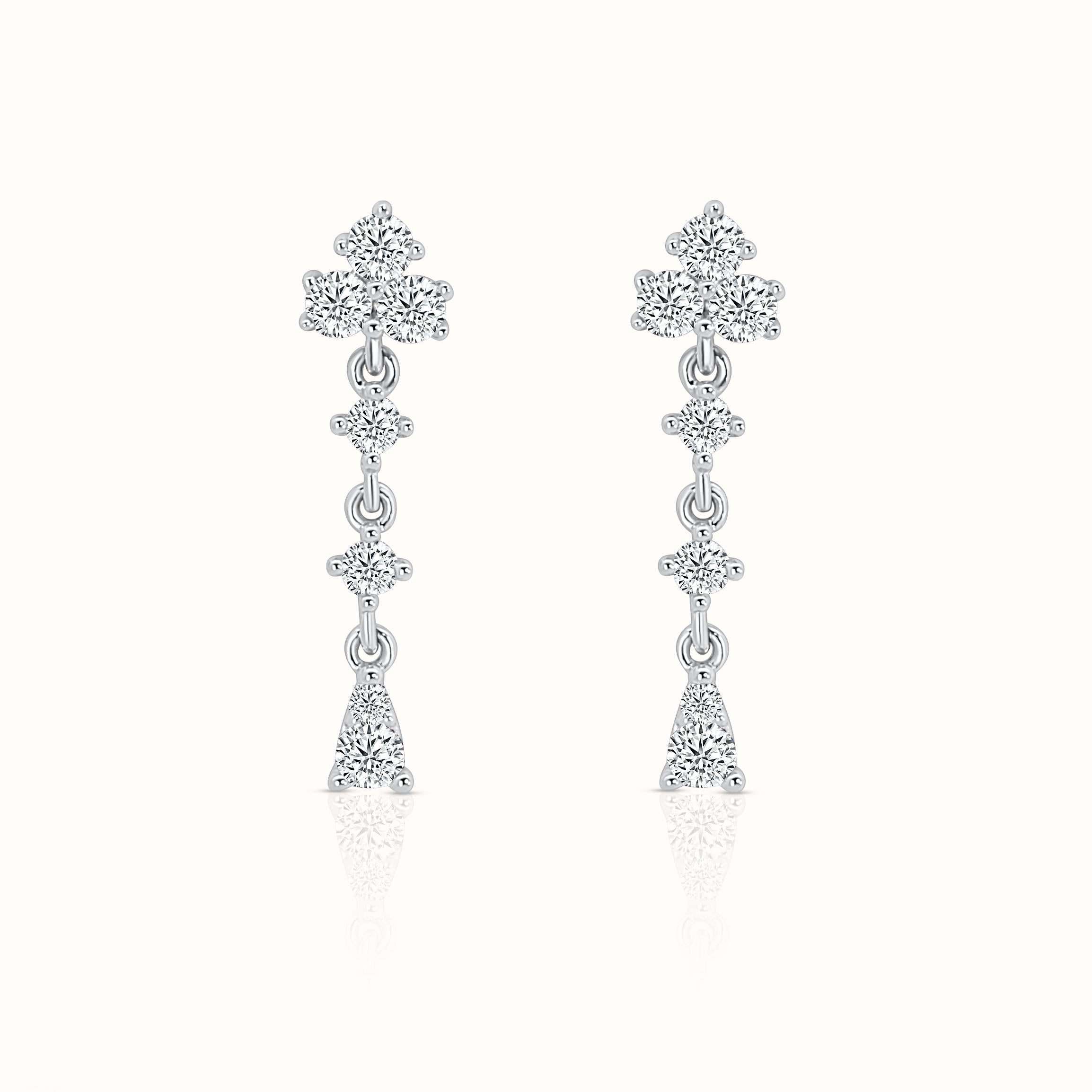 Diamond Cluster Drop Earrings