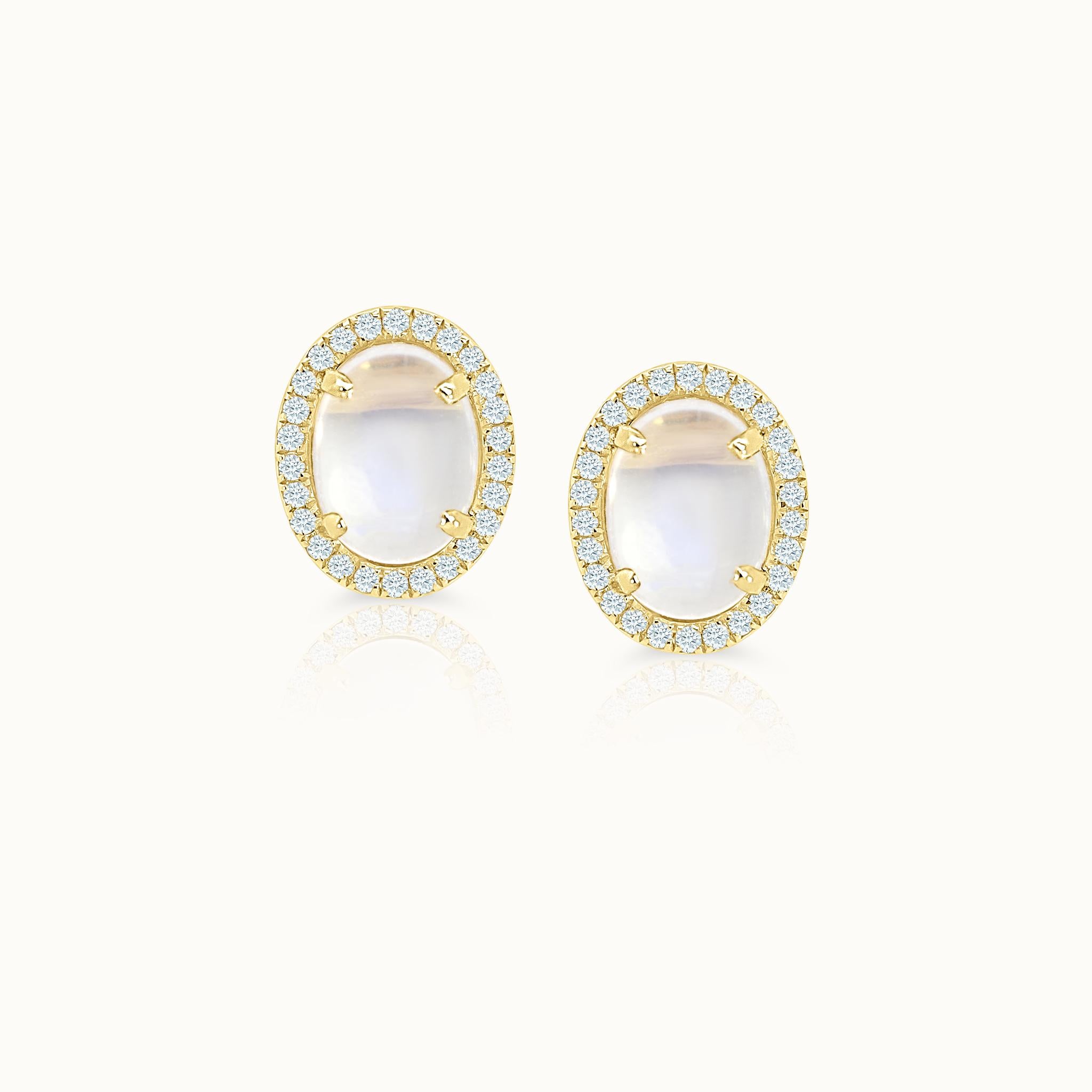Moonstone Diamond Halo Studs