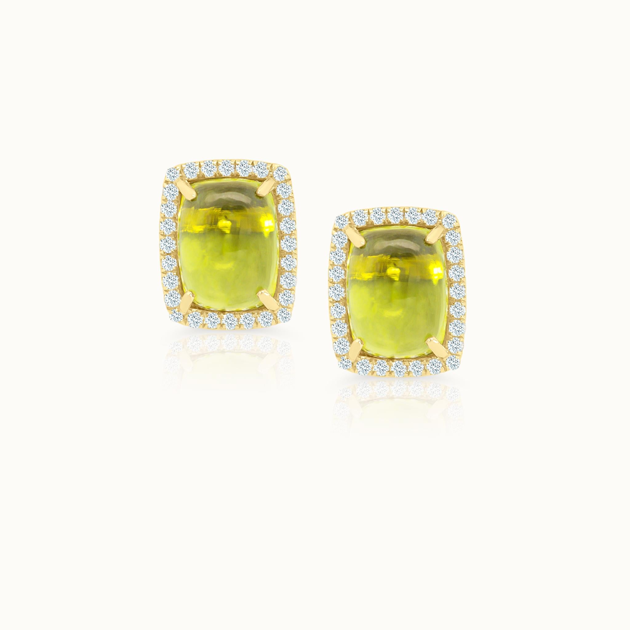 Peridot Diamond Halo Studs