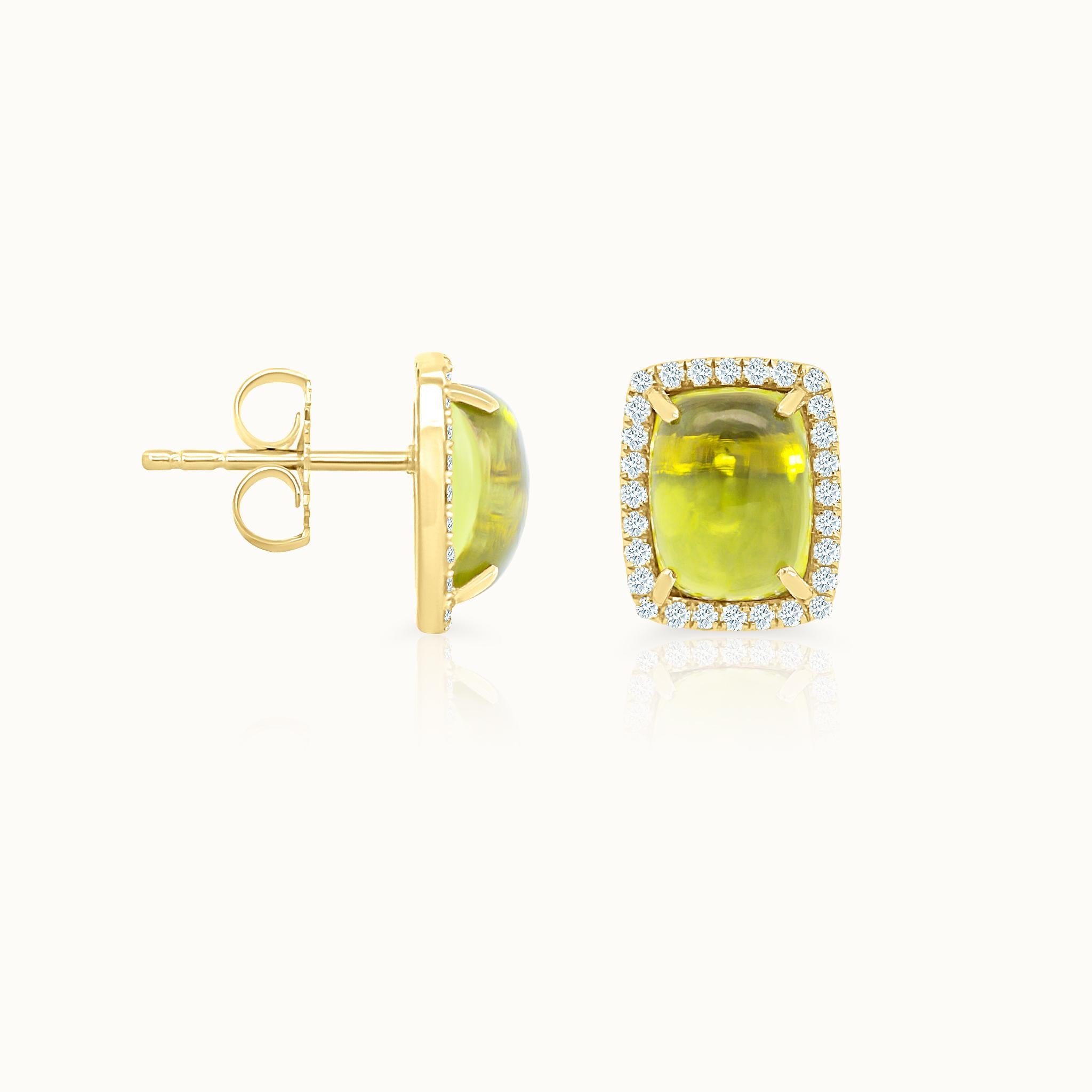 Peridot Diamond Halo Studs