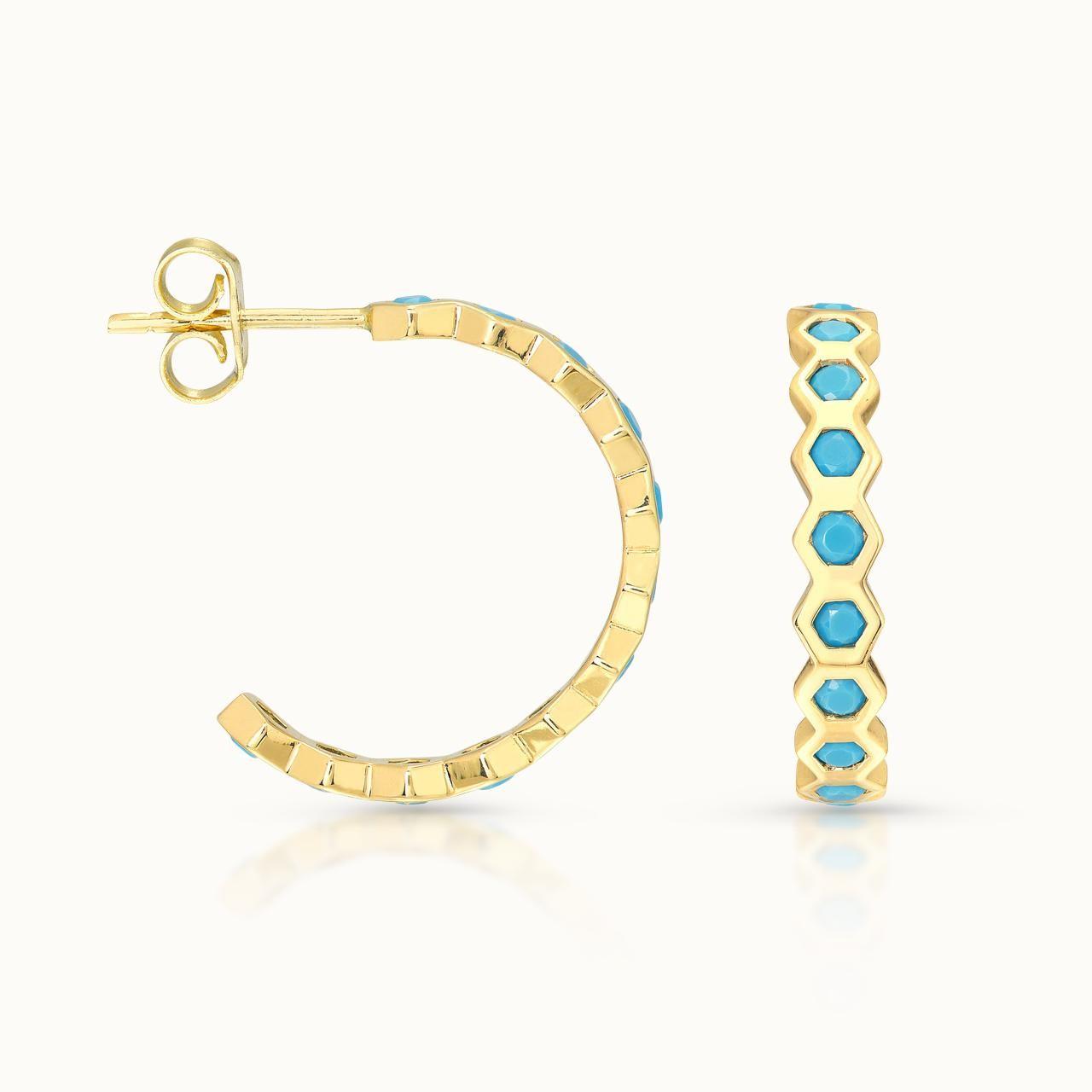Turquoise Honeycomb Hoops
