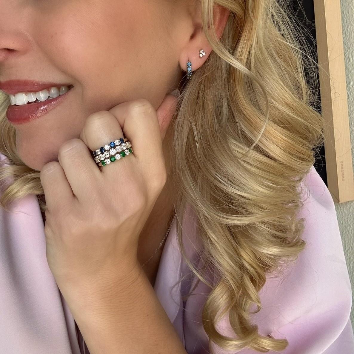 Savannah Reversible Sapphire & Diamond Huggies