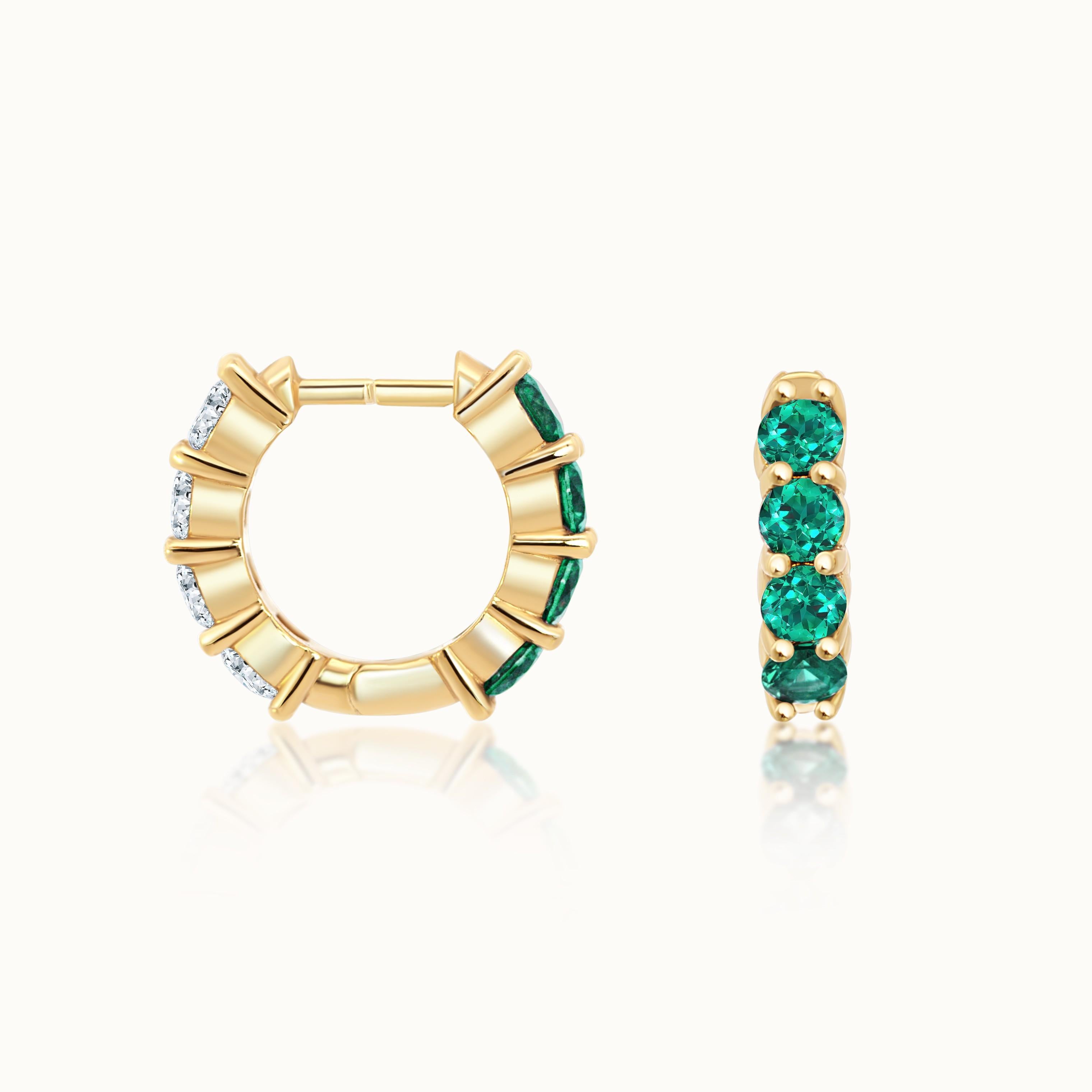 Savannah Reversible Emerald & Diamond Huggies