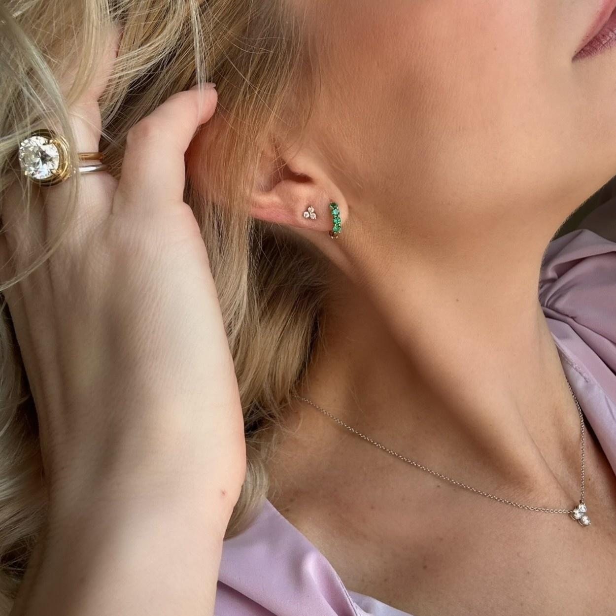 Savannah Reversible Emerald & Diamond Huggies