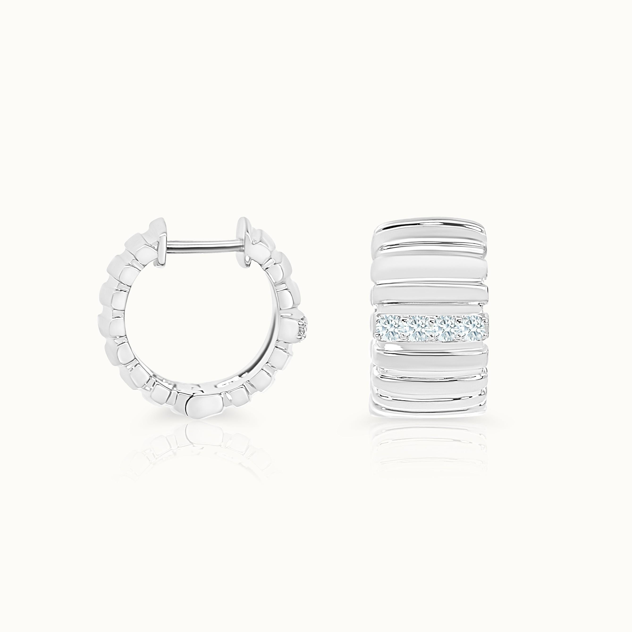 Wide Fluted Diamond Huggies