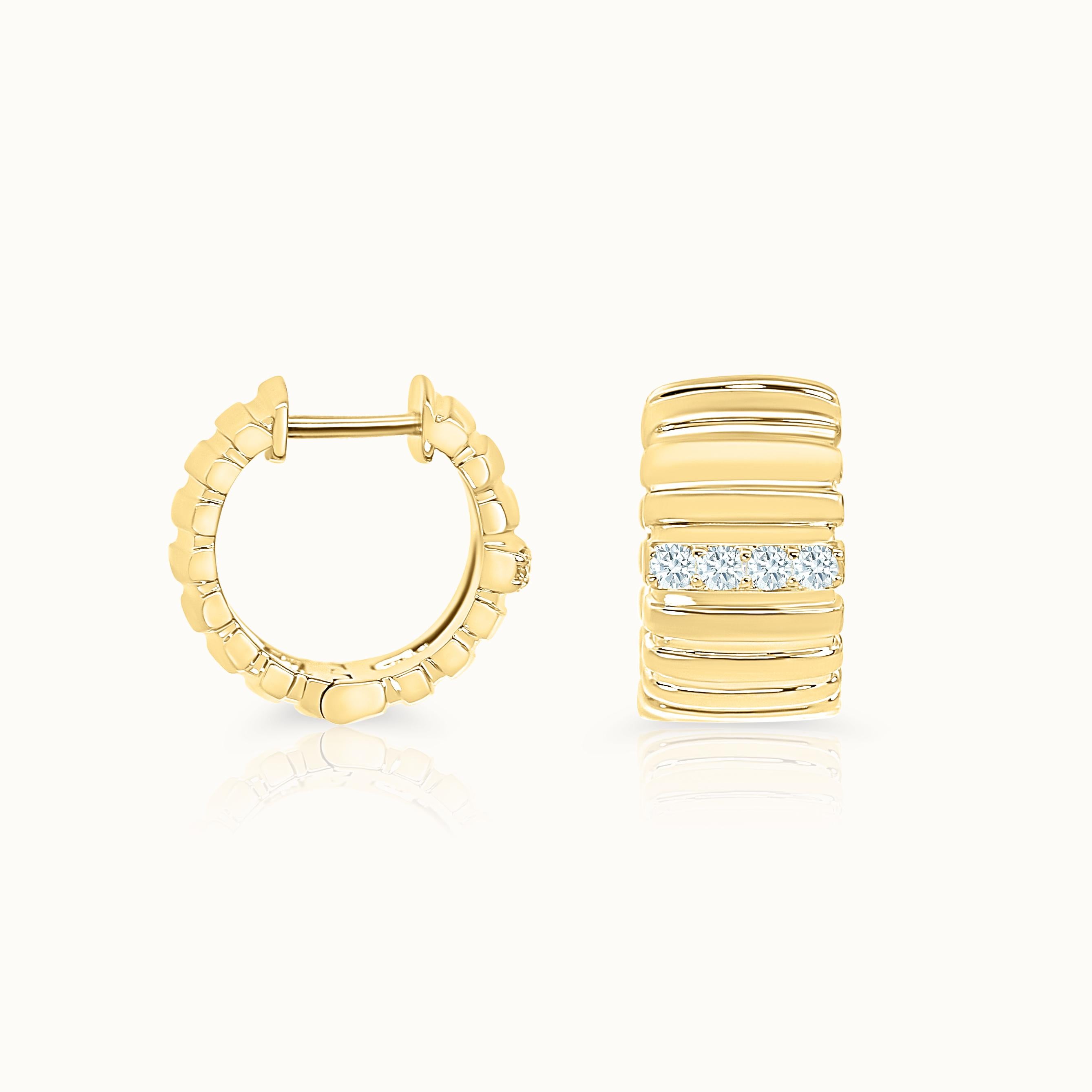 Wide Fluted Diamond Huggies