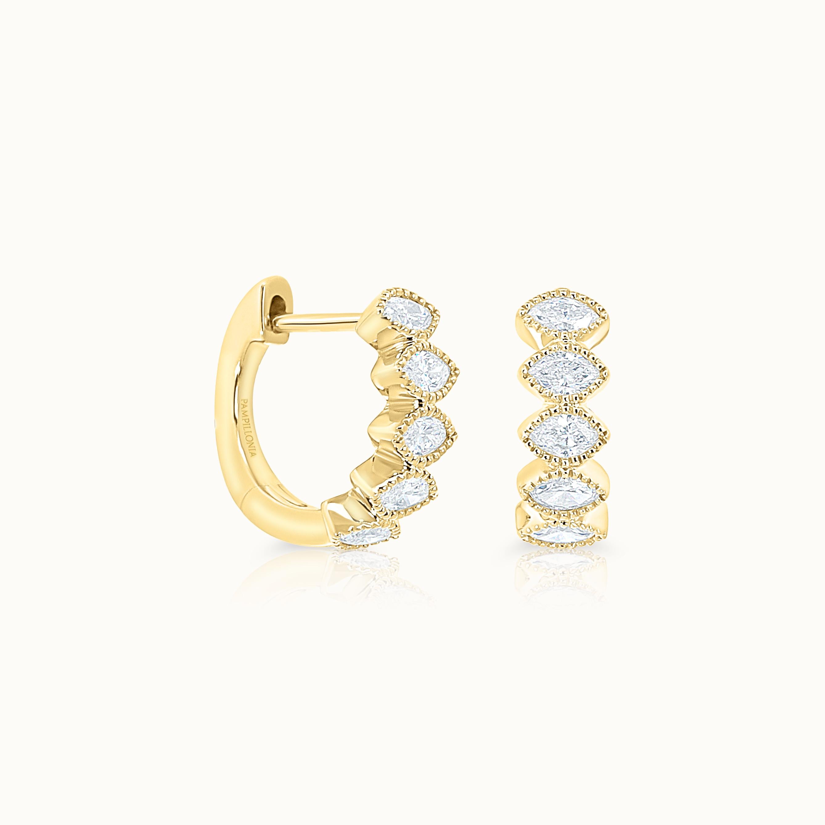 Milgrain Marquise Diamond Huggies