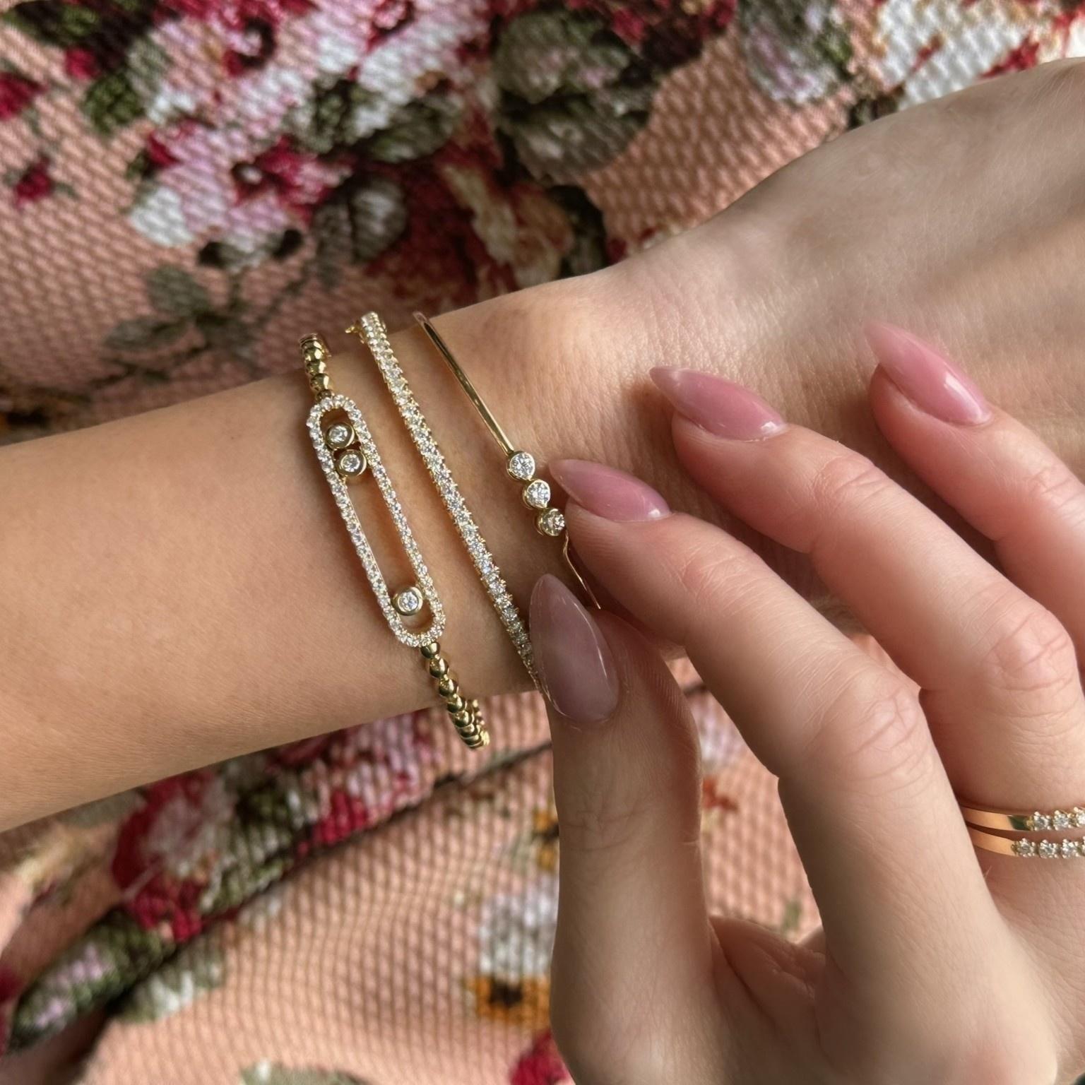 Sliding Diamond Beaded Bangle