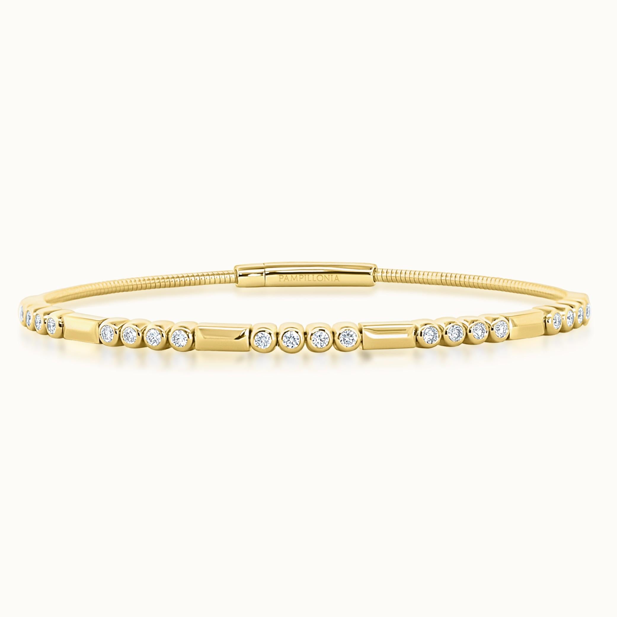 Four Diamond Bezel Set Station Flex Bracelet