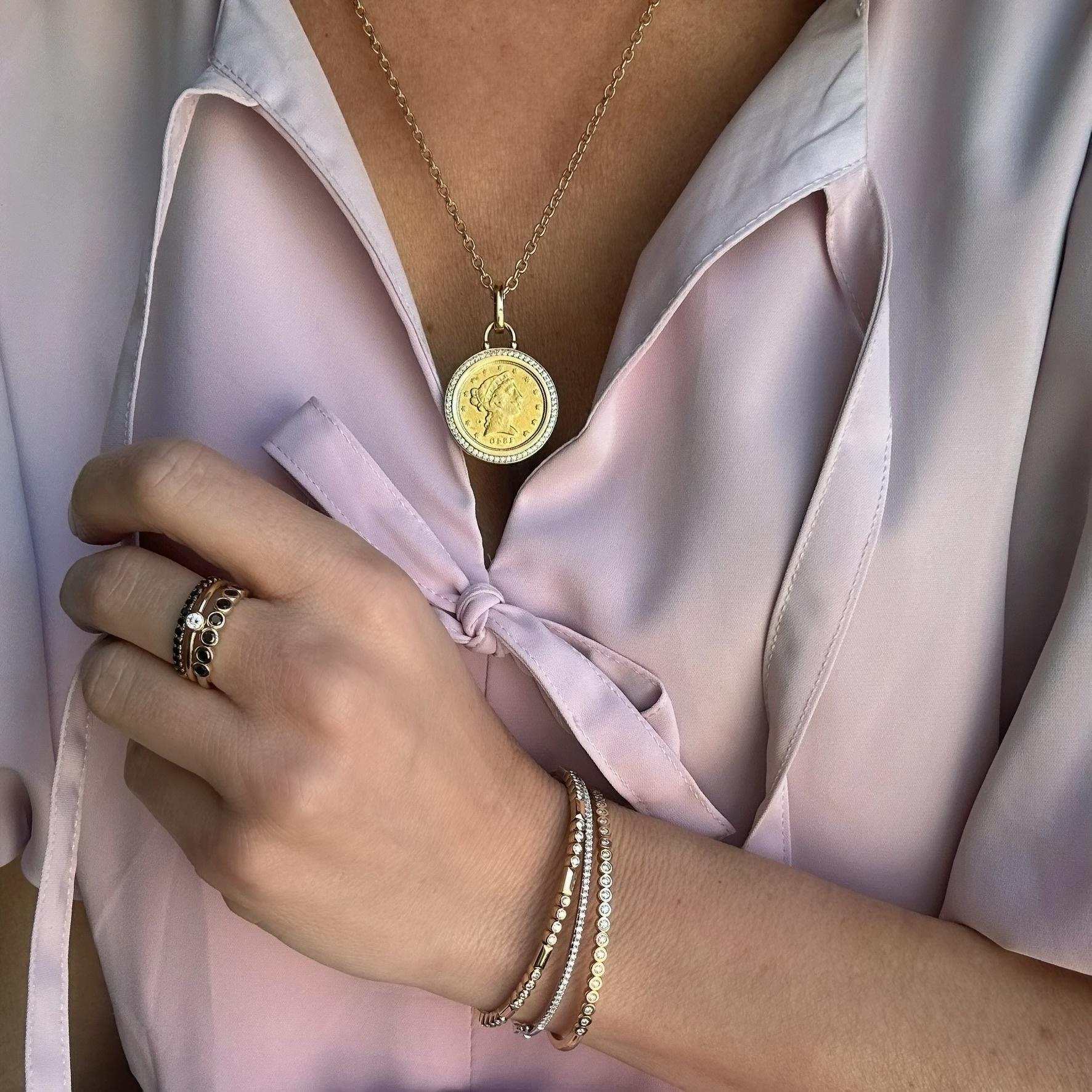 Four Diamond Bezel Set Station Flex Bracelet