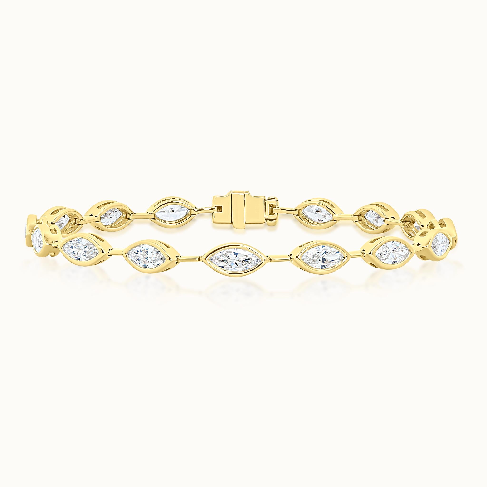 Marquise Bezel Set Diamond Line Bracelet
