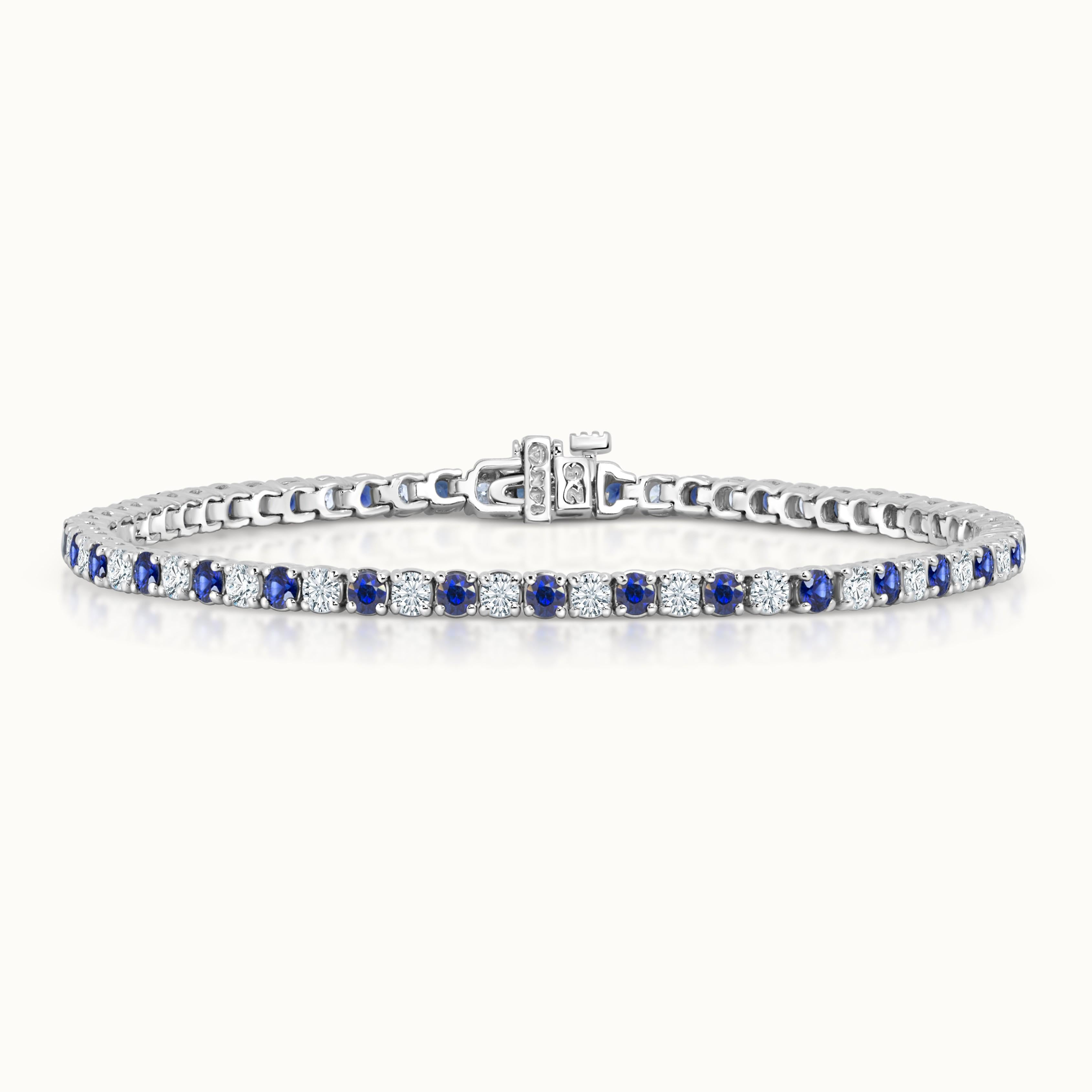 Diamond & Sapphire Line Bracelet