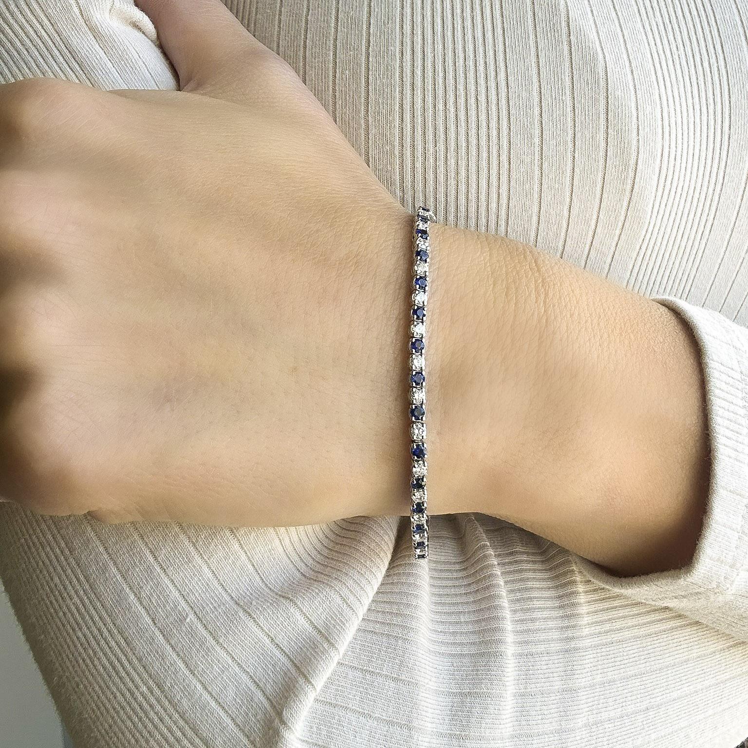 Diamond & Sapphire Line Bracelet