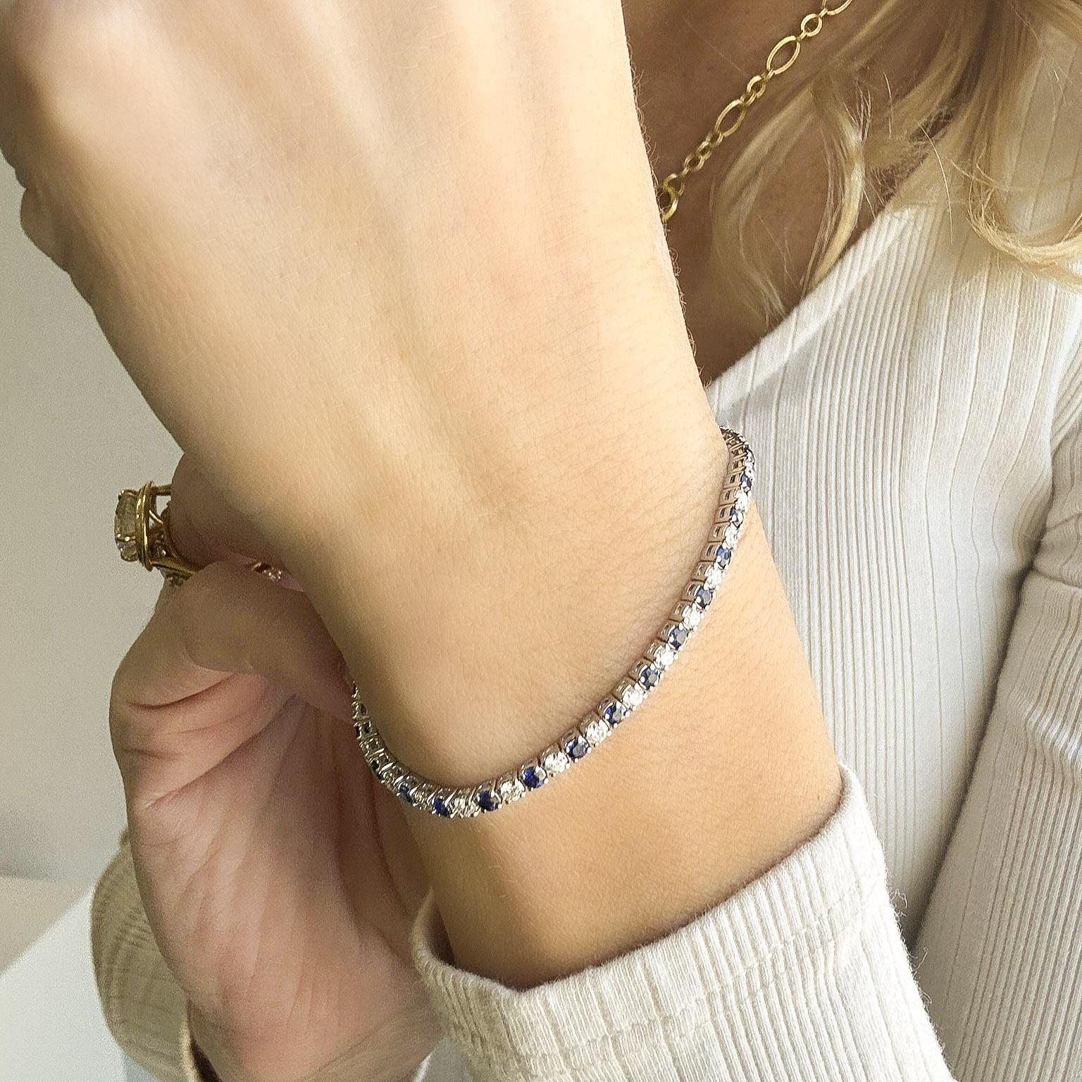 Diamond & Sapphire Line Bracelet