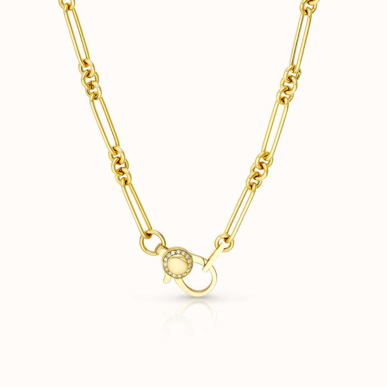 Paperclip Necklace with Diamond Clasp