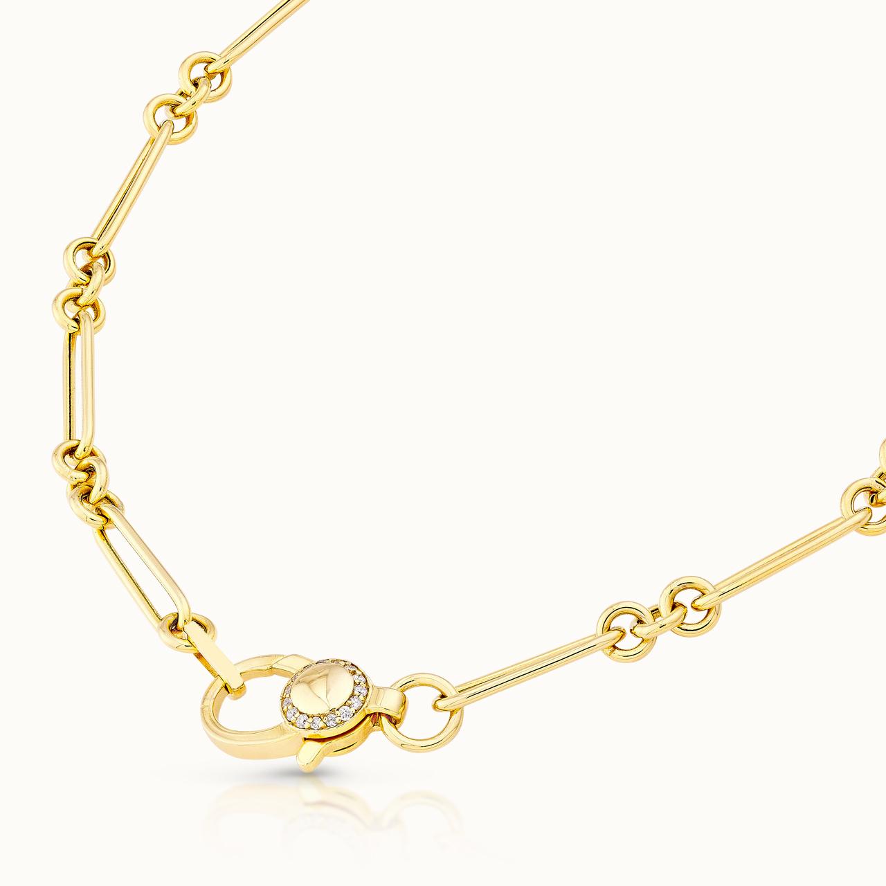 Paperclip Necklace with Diamond Clasp