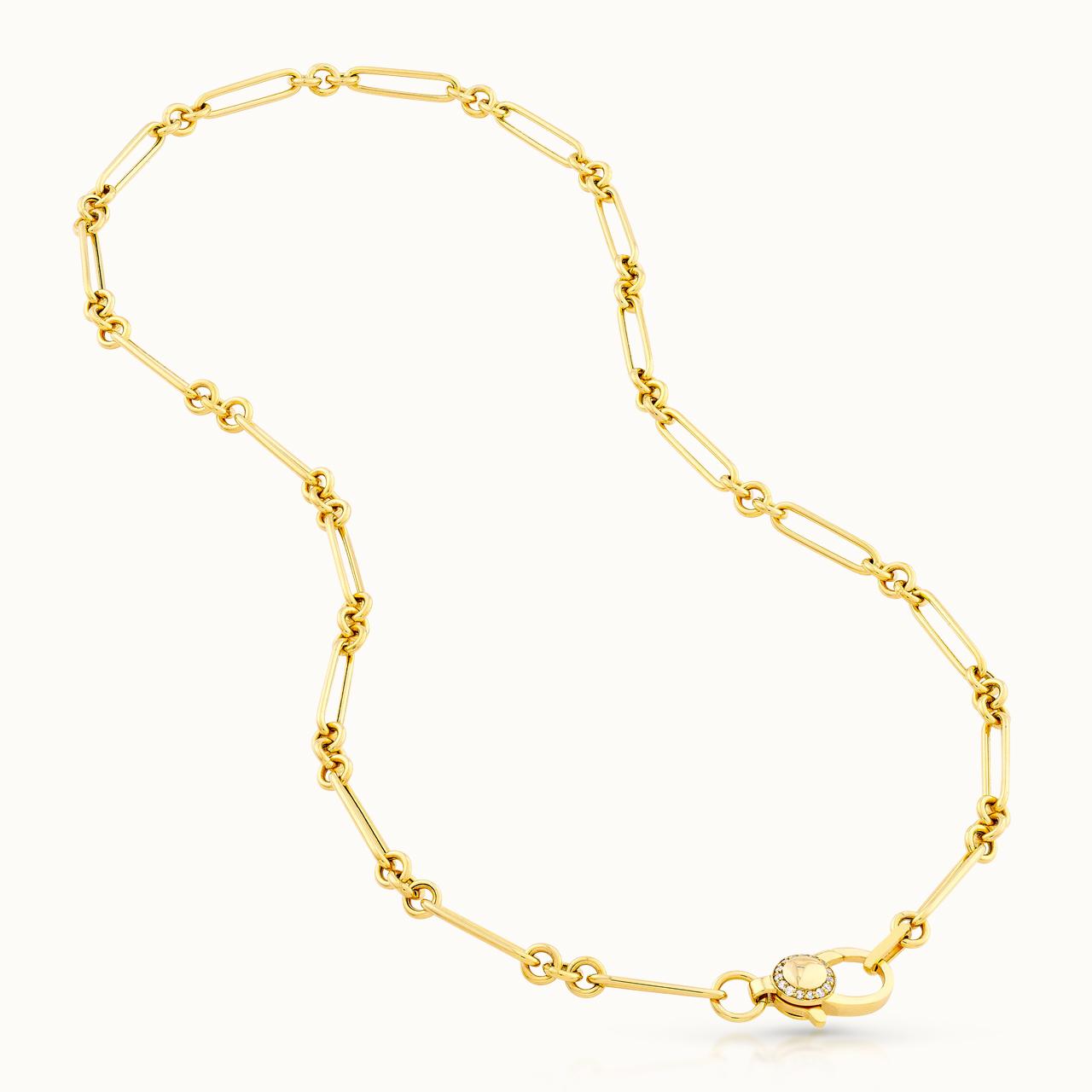 Paperclip Necklace with Diamond Clasp