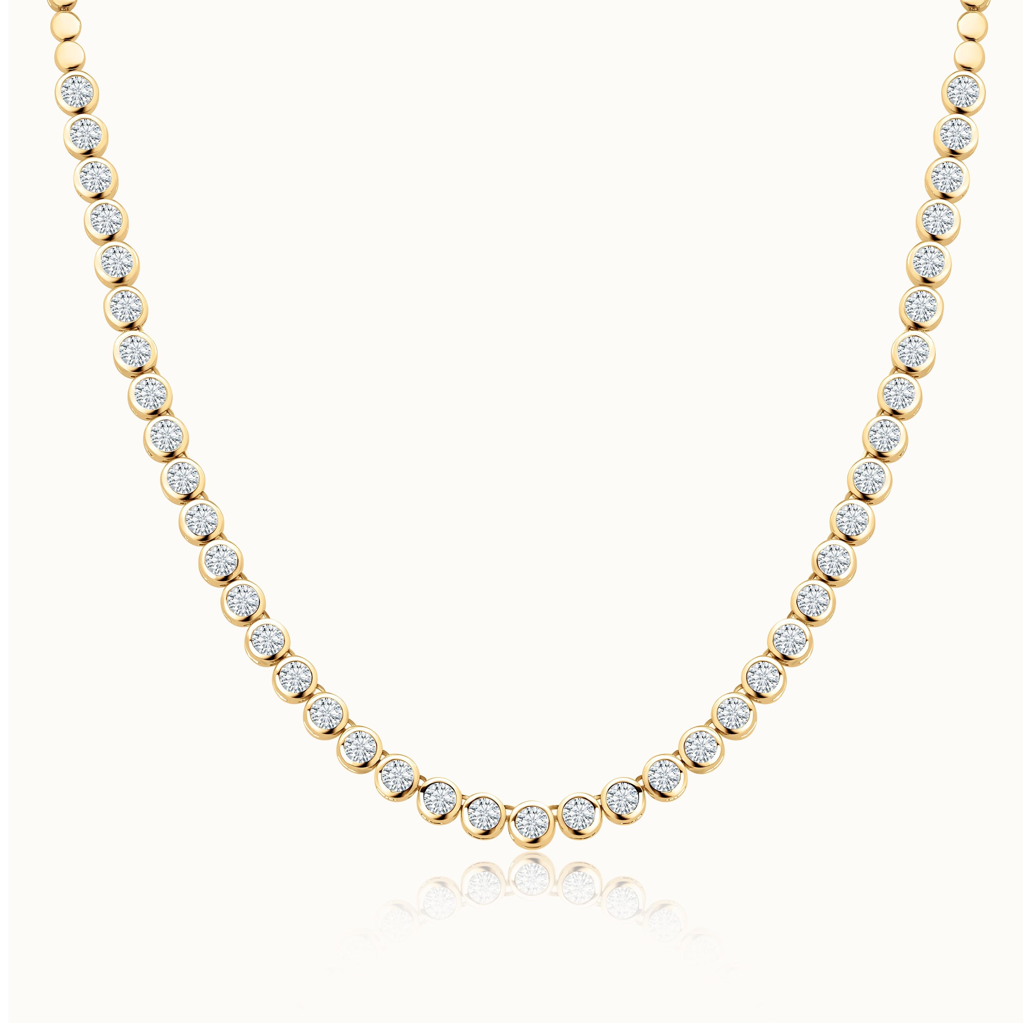 Bezel Set Round Diamond Line Necklace