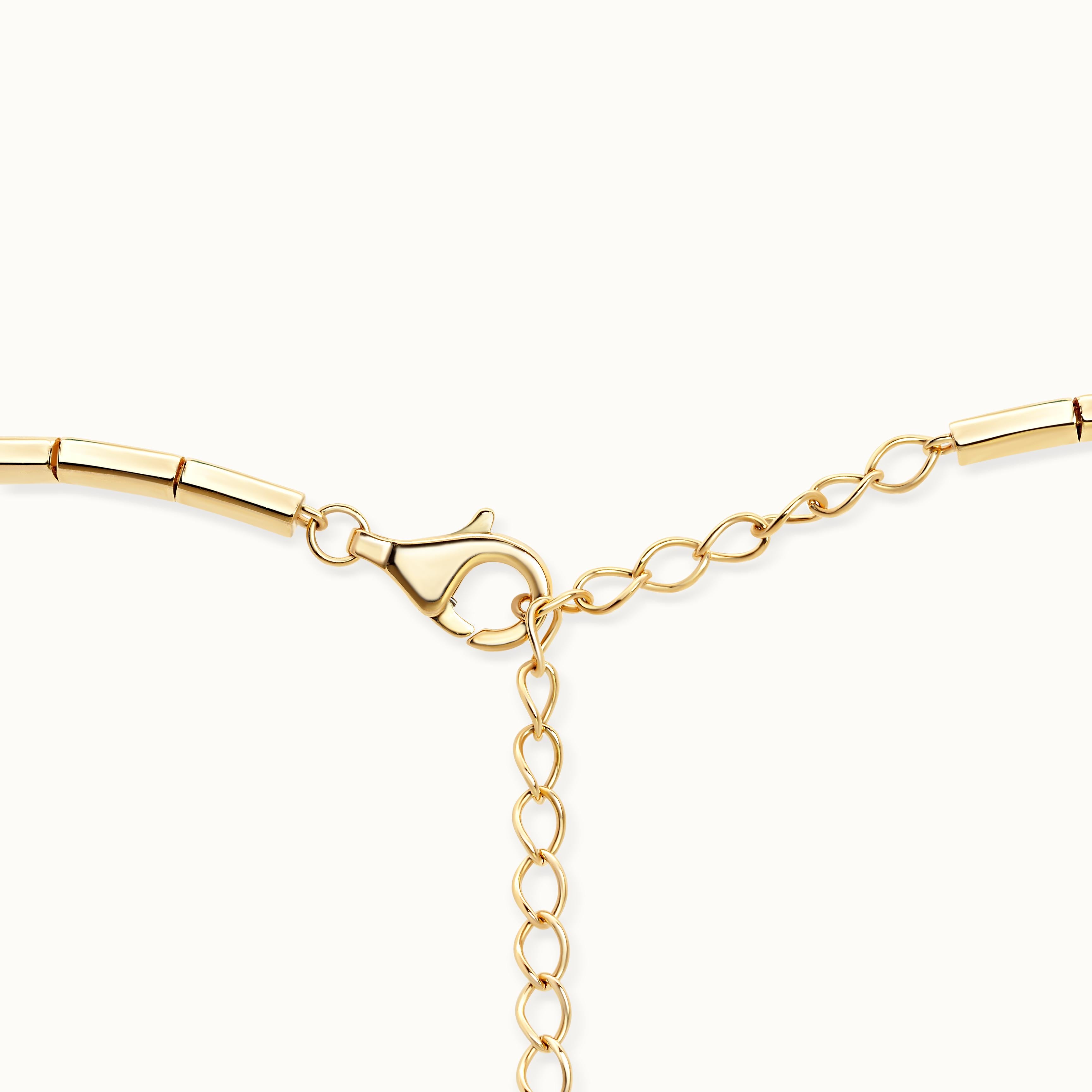 Bamboo Link Emerald Snake Necklace