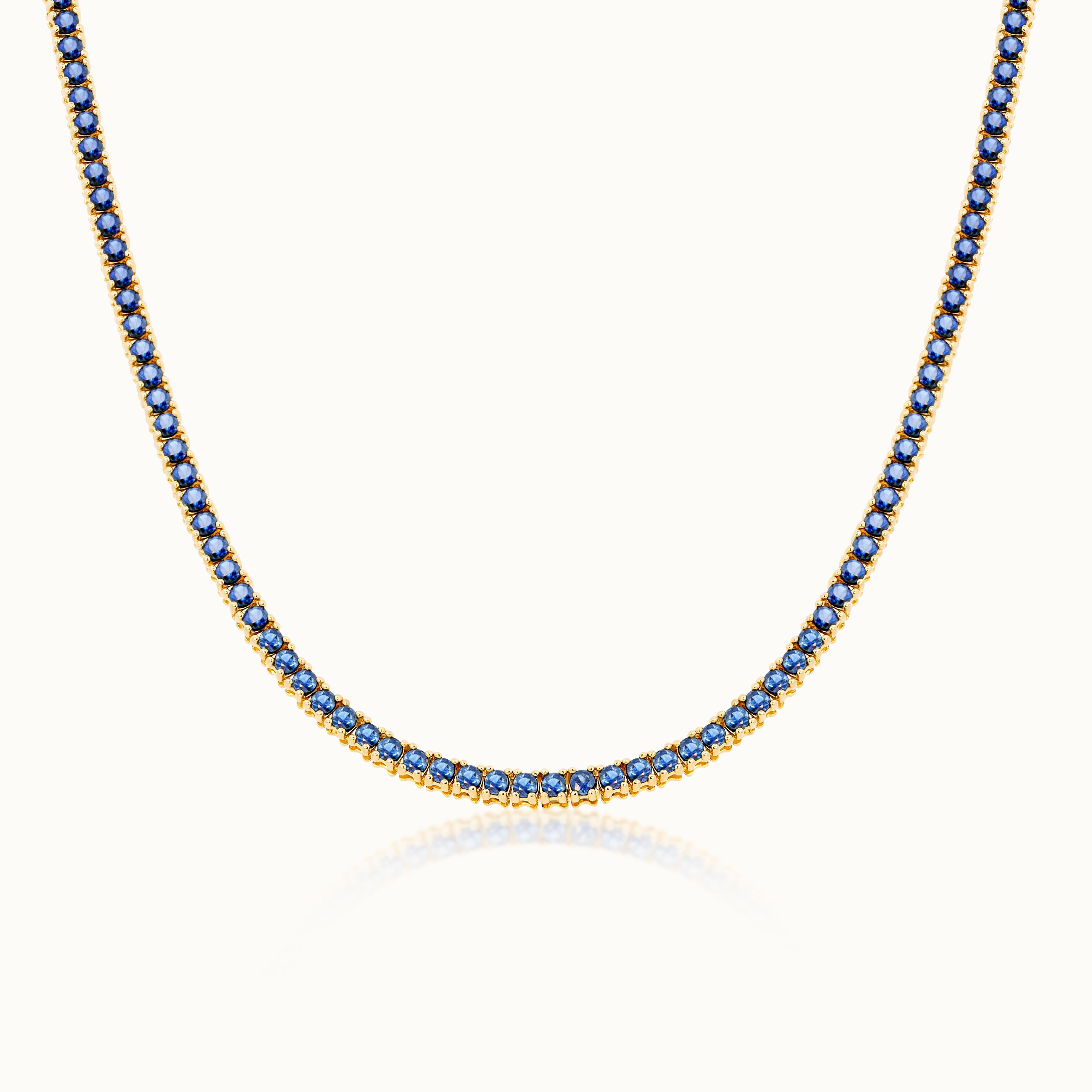 Blue Sapphire Line Necklace