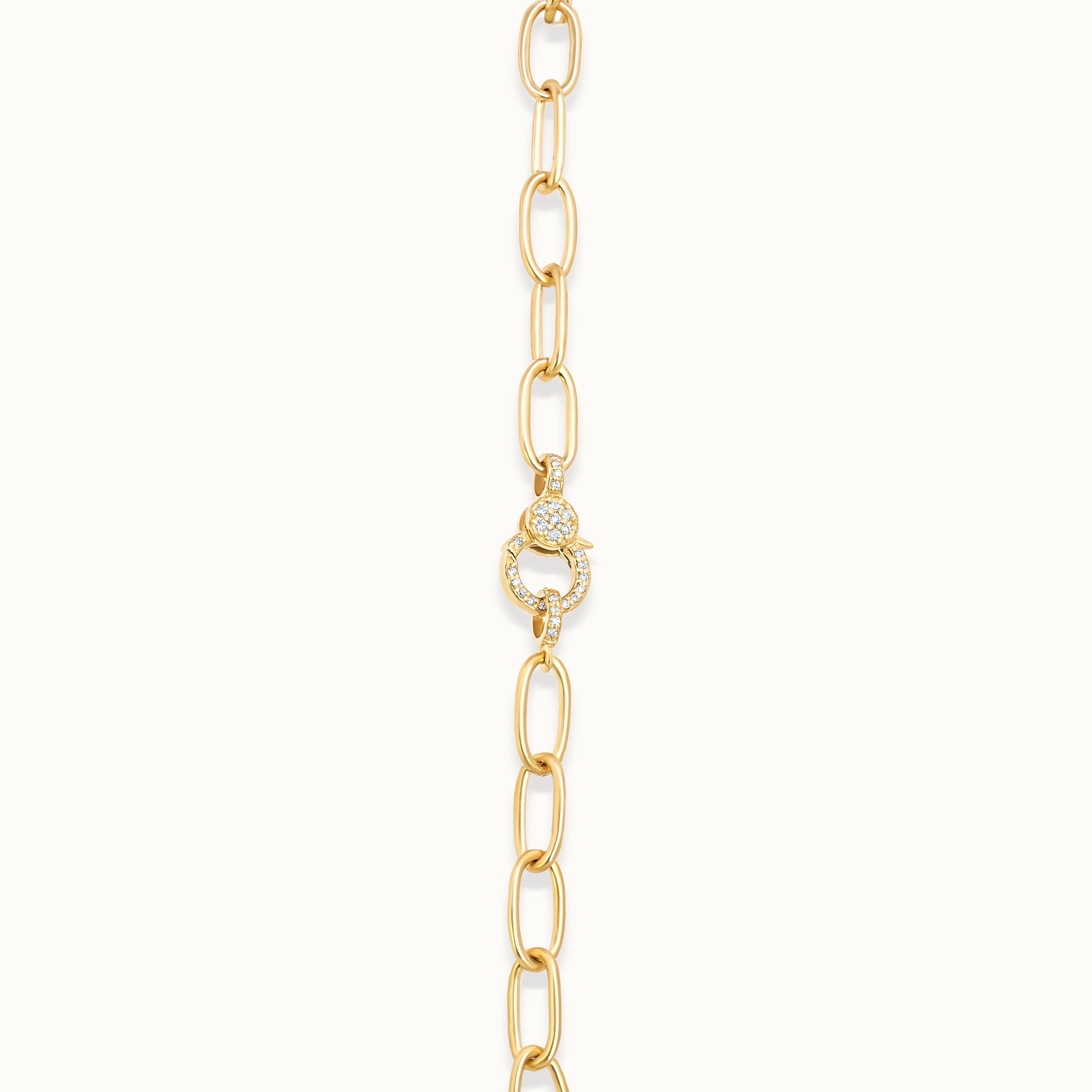 Oval Link Chain with Diamond Encrusted Clasp