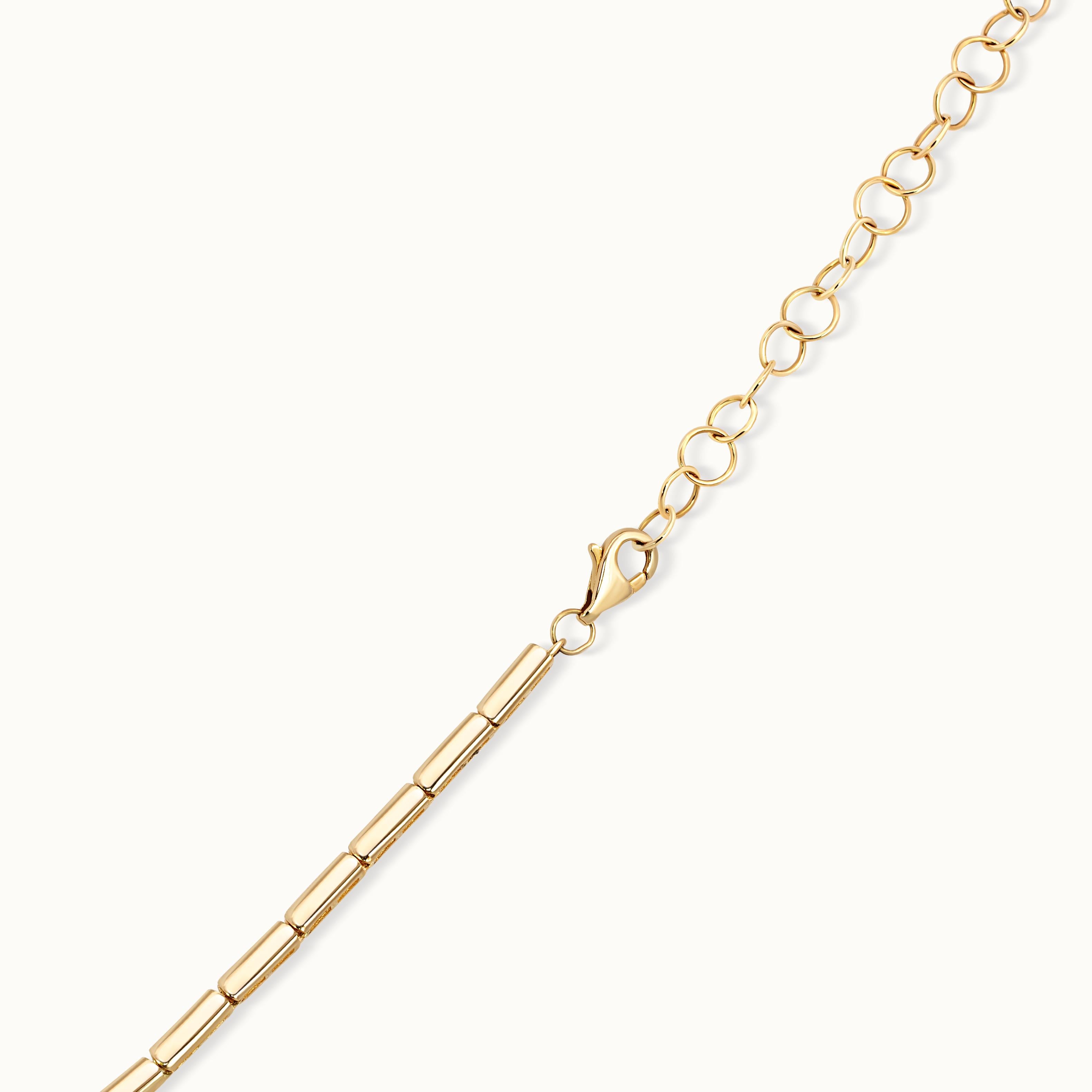 Bamboo-style Necklace with Pear Shape Diamond