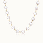 Gray Pearl Station Necklace with Diamond Clasp