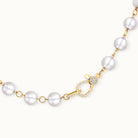 Gray Pearl Station Necklace with Diamond Clasp