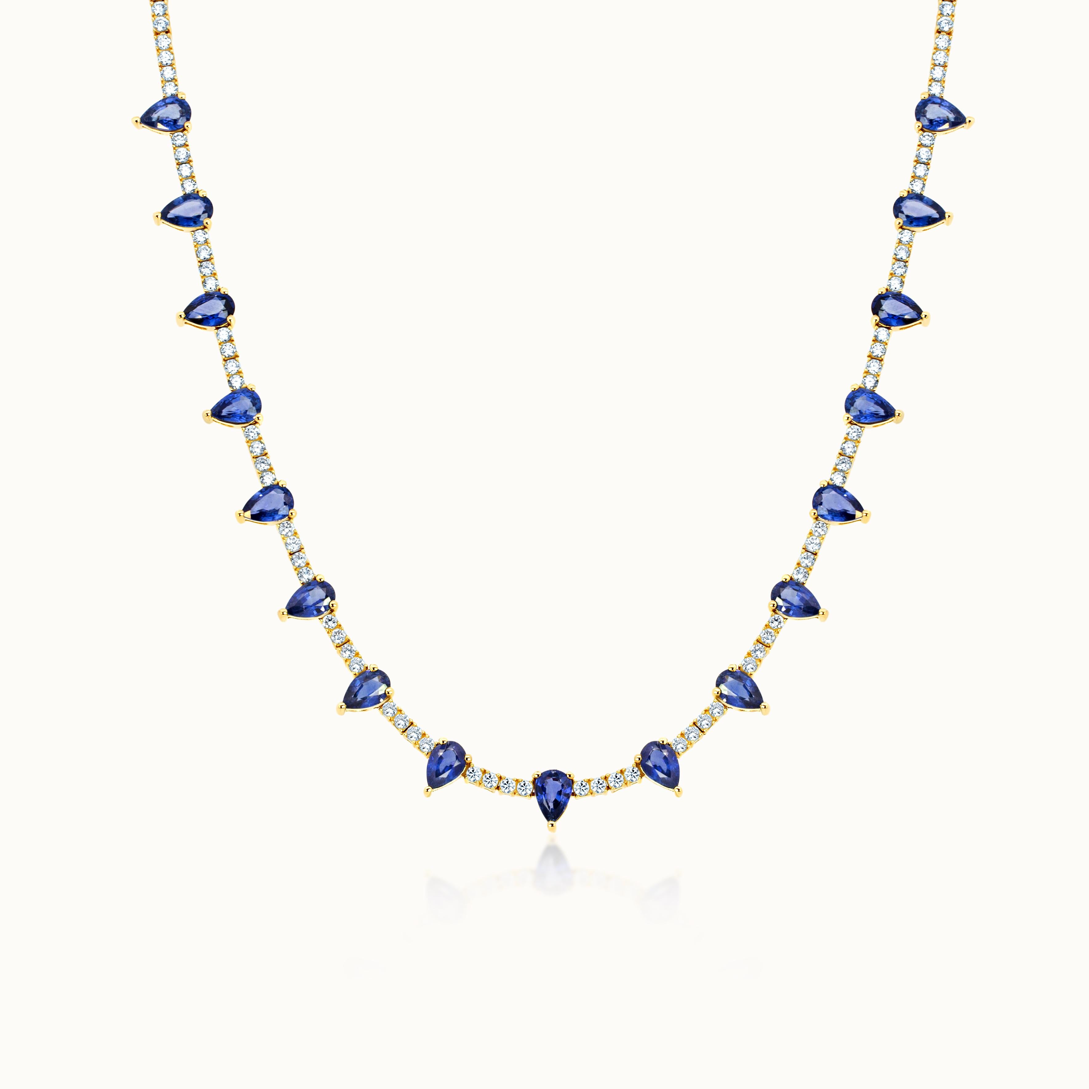 Diamond & Sapphire Station Line Necklace