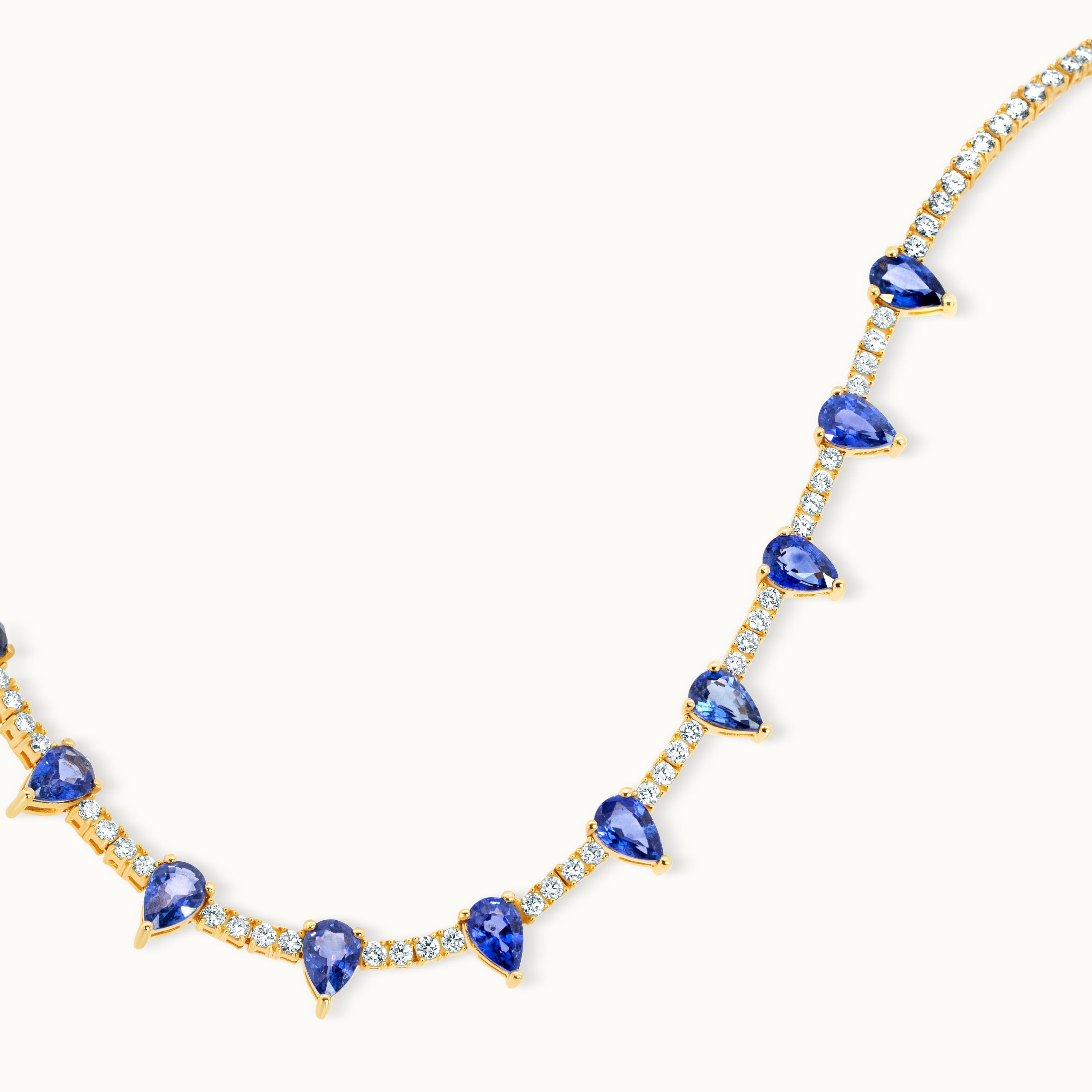 Diamond & Sapphire Station Line Necklace