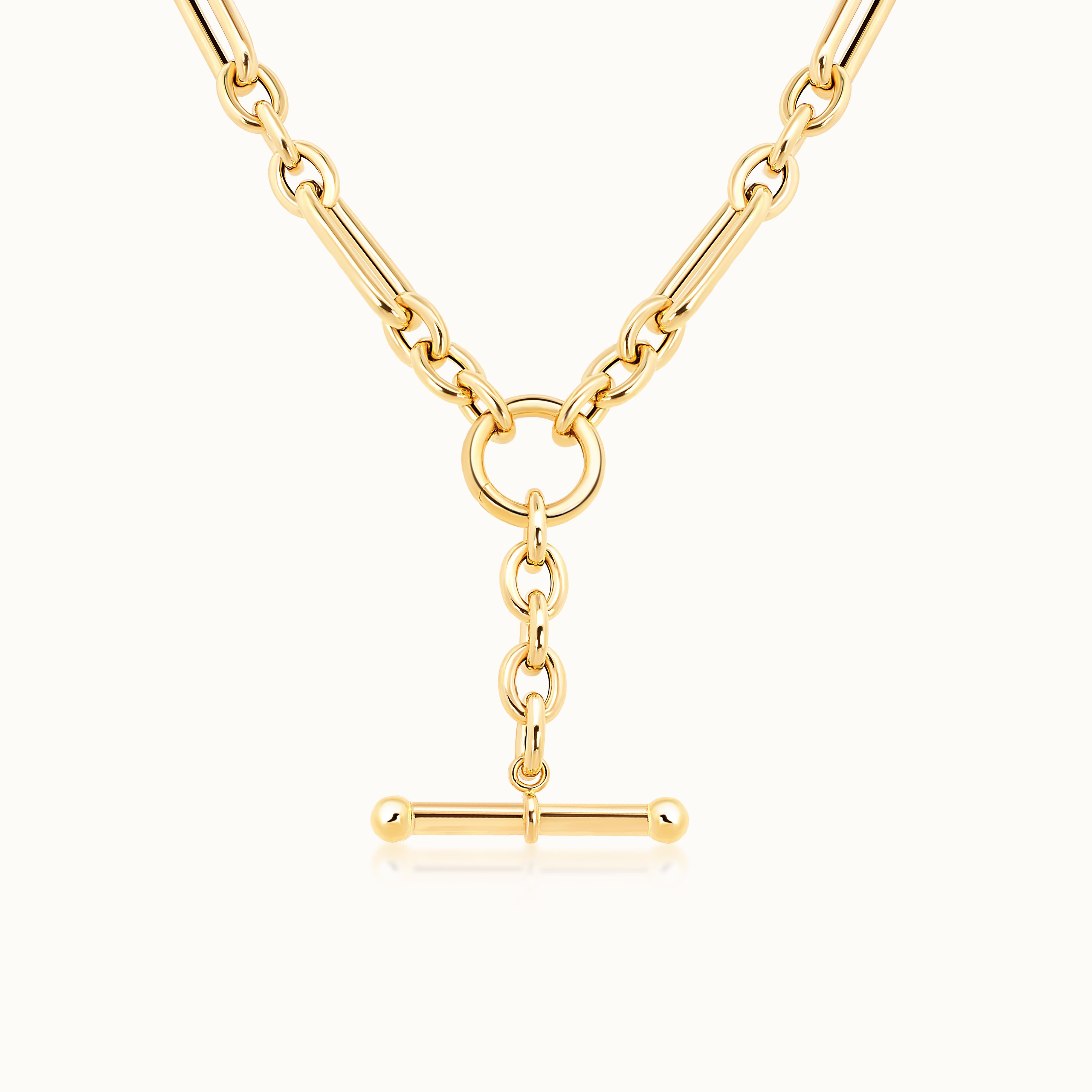 Mixed Link Necklace with Push Lock & Toggle Charm